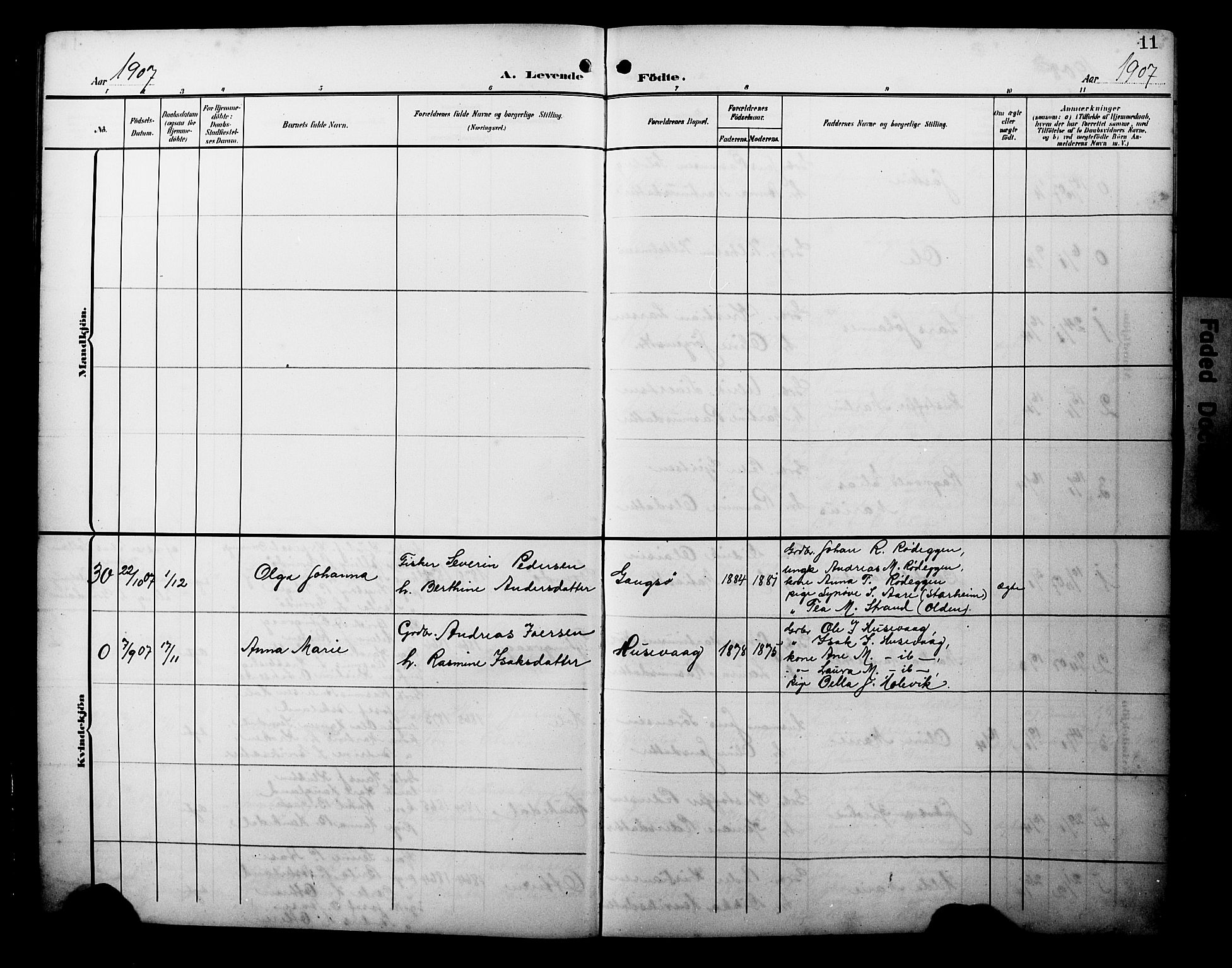 Davik sokneprestembete, SAB/A-79701/H/Hab/Habc/L0003: Parish register (copy) no. C 3, 1907-1929, p. 11