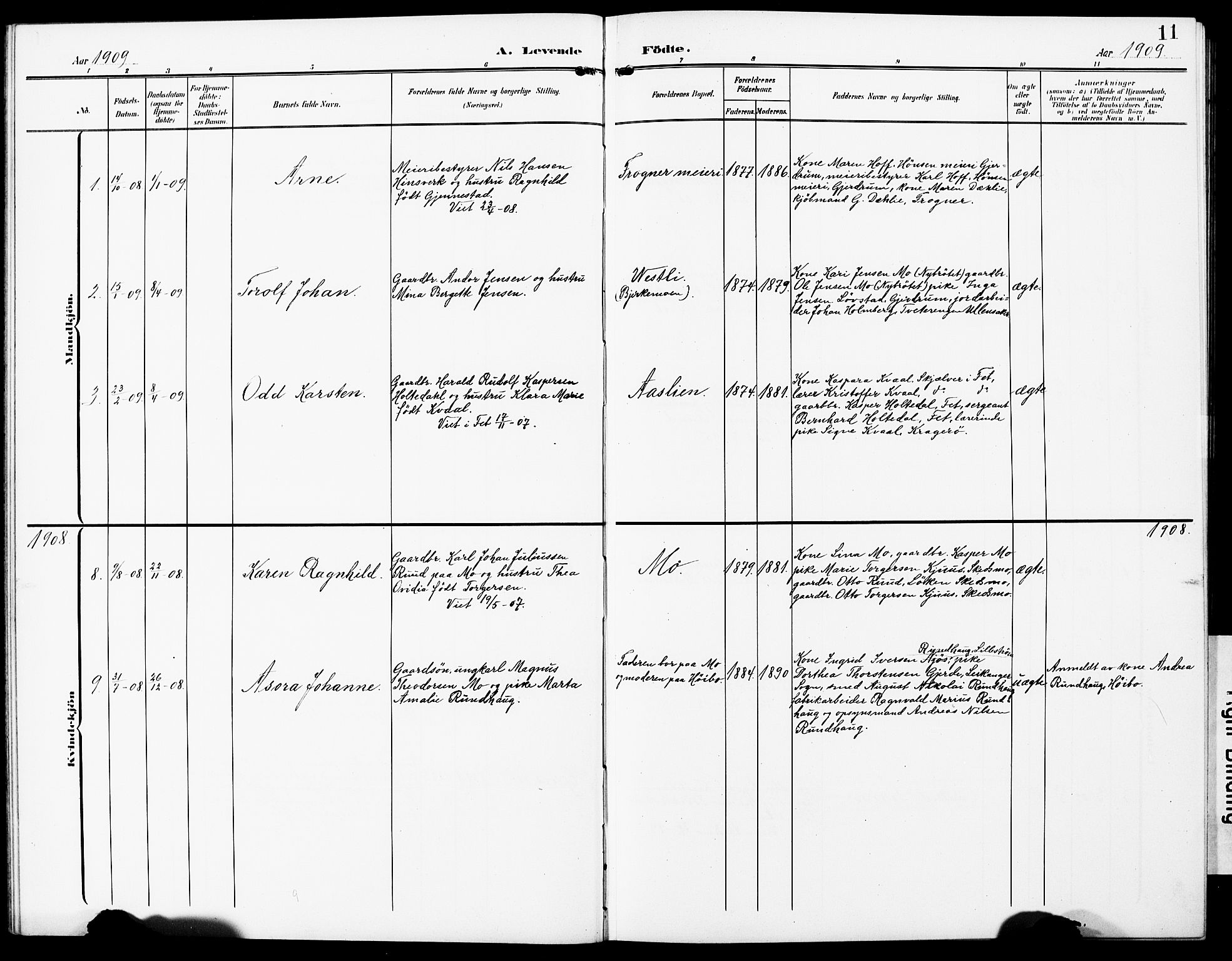 Sørum prestekontor Kirkebøker, AV/SAO-A-10303/G/Gb/L0001: Parish register (copy) no. II 1, 1907-1929, p. 11