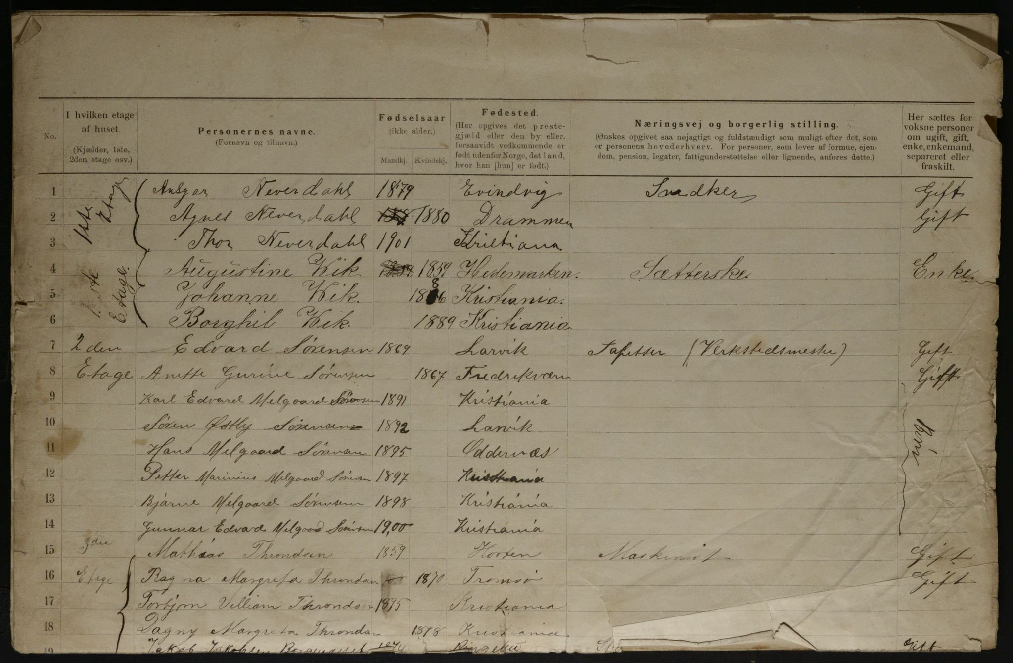 OBA, Municipal Census 1901 for Kristiania, 1901, p. 18654