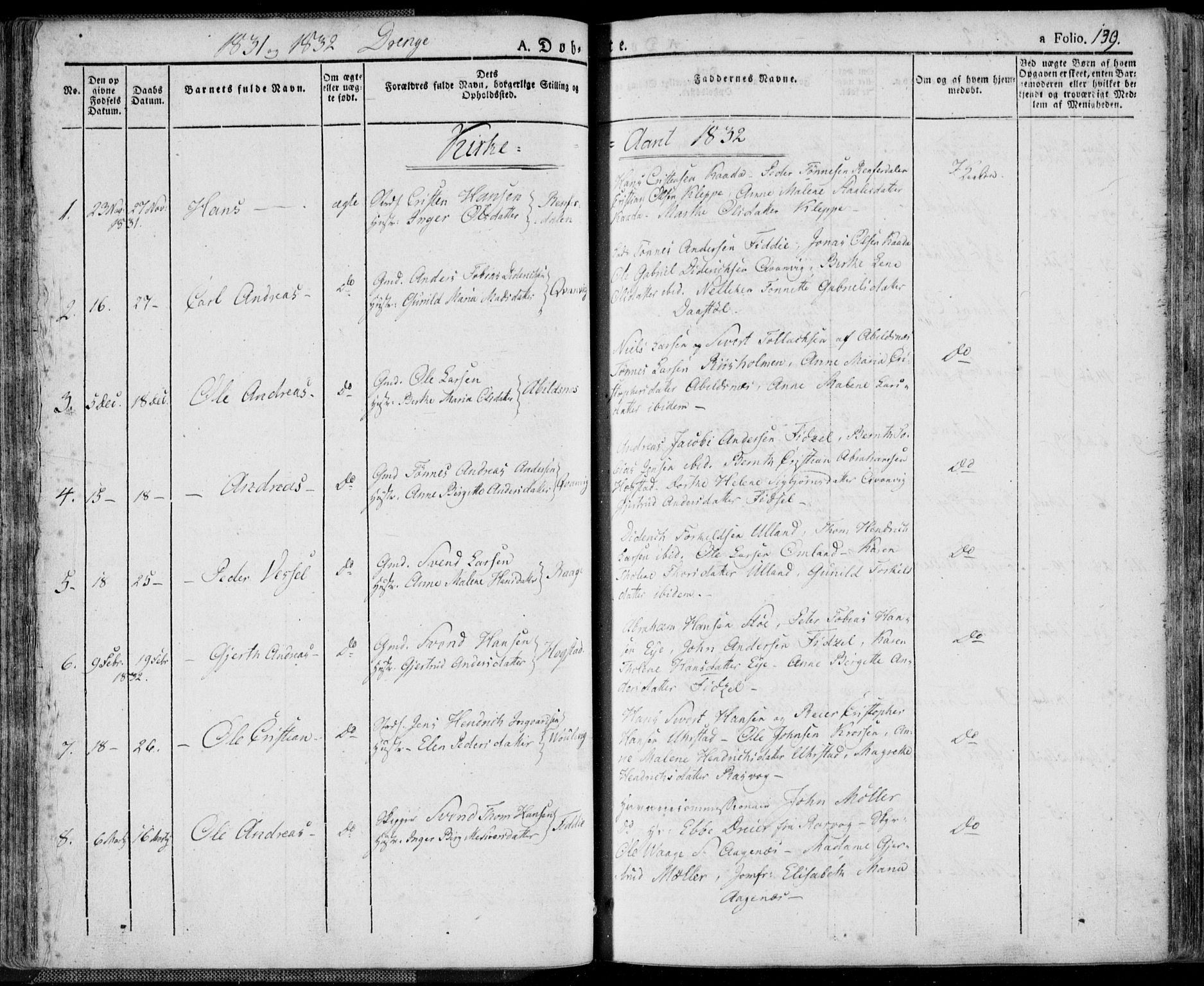 Flekkefjord sokneprestkontor, AV/SAK-1111-0012/F/Fa/Fac/L0003: Parish register (official) no. A 3, 1826-1841, p. 139