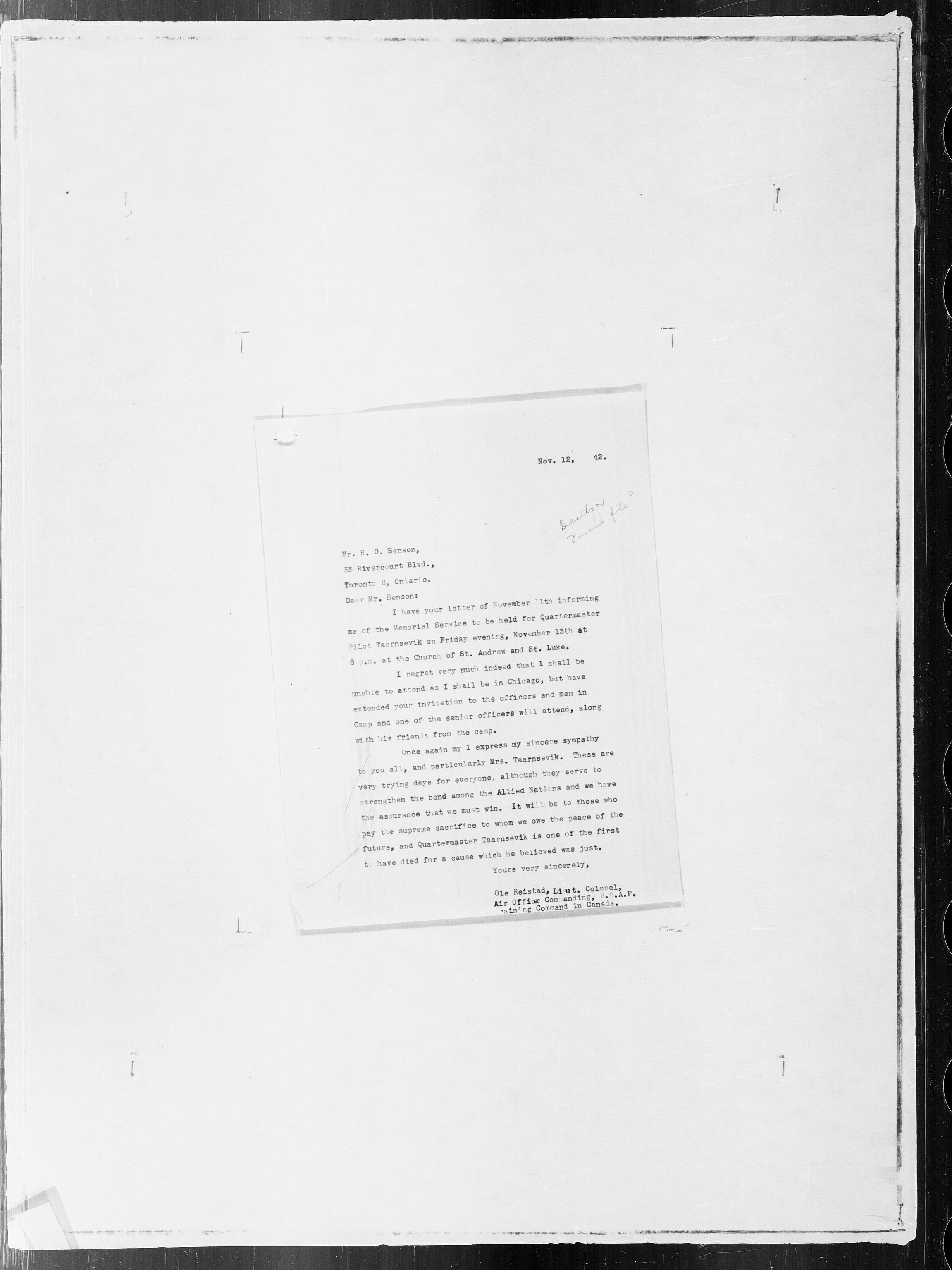 Forsvaret, Flyvåpnenes treningsleir 1940-1945, RA/RAFA-3974/V/L0001: General File., 1940-1945, p. 499