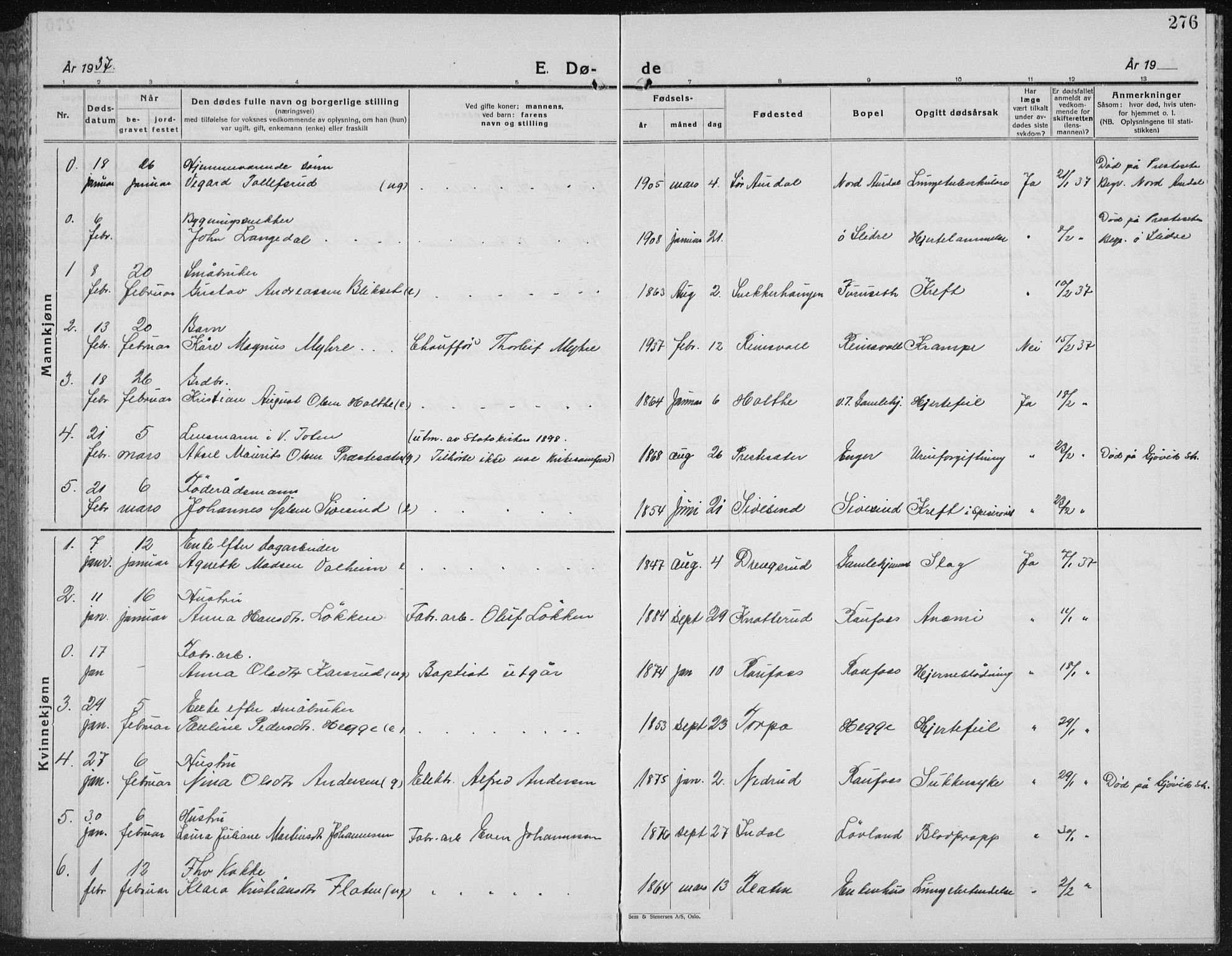 Vestre Toten prestekontor, SAH/PREST-108/H/Ha/Hab/L0018: Parish register (copy) no. 18, 1928-1941, p. 276