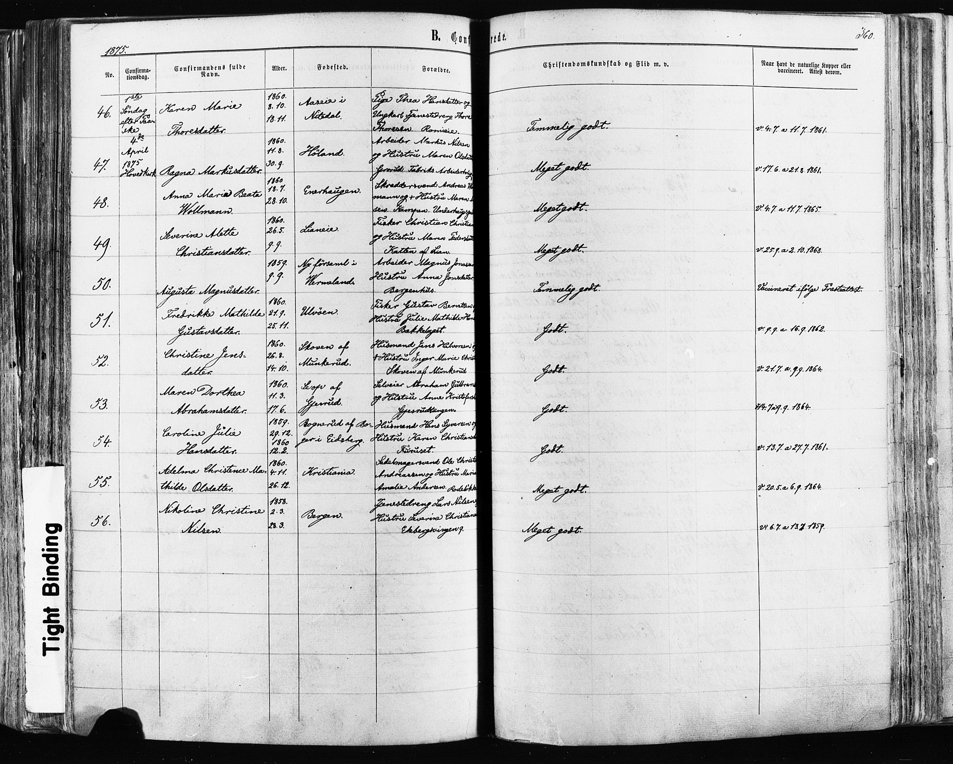 Østre Aker prestekontor Kirkebøker, SAO/A-10840/F/Fa/L0003: Parish register (official) no. I 3, 1869-1875, p. 360