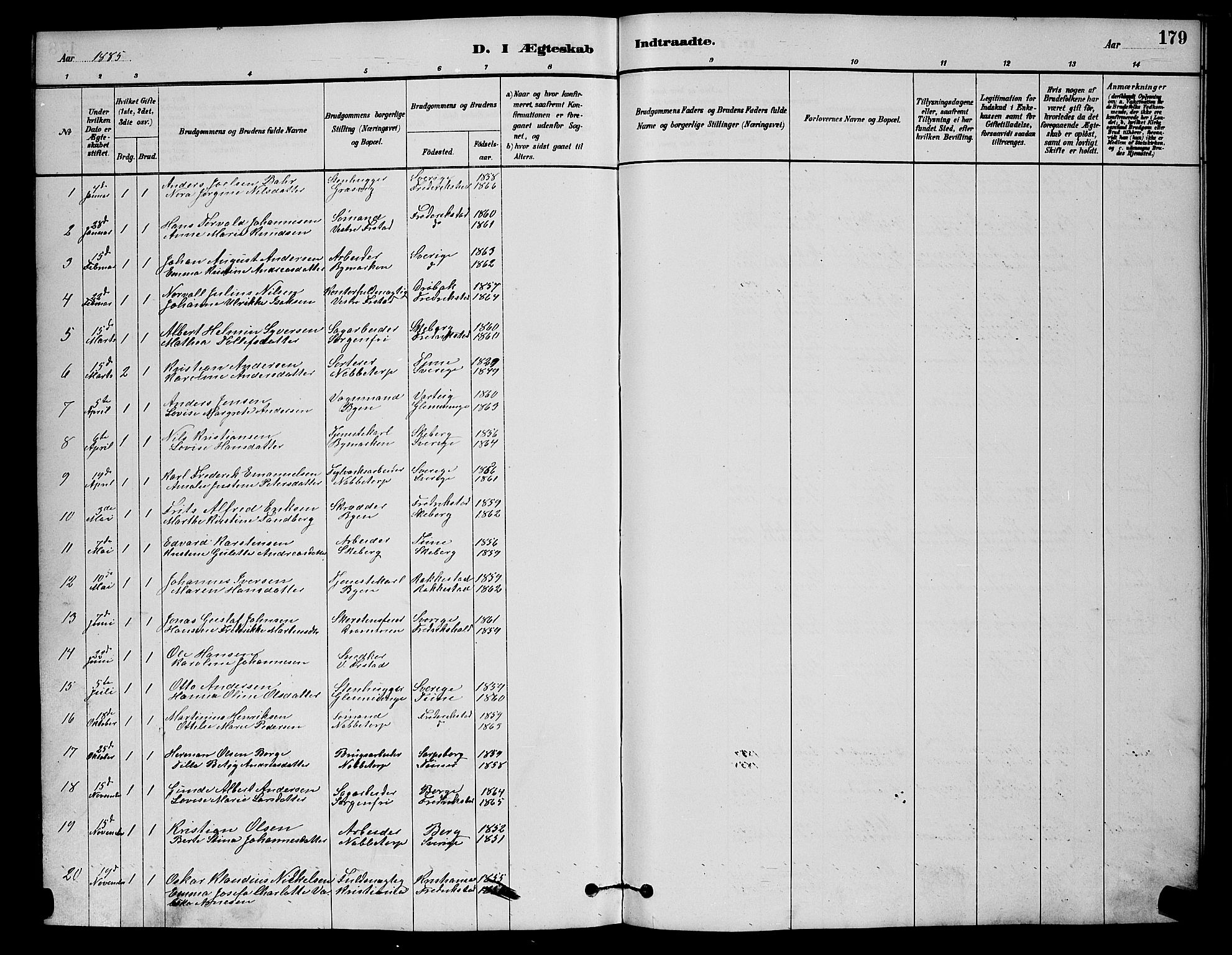 Østre Fredrikstad prestekontor Kirkebøker, SAO/A-10907/G/Ga/L0001: Parish register (copy) no. 1, 1880-1899, p. 179