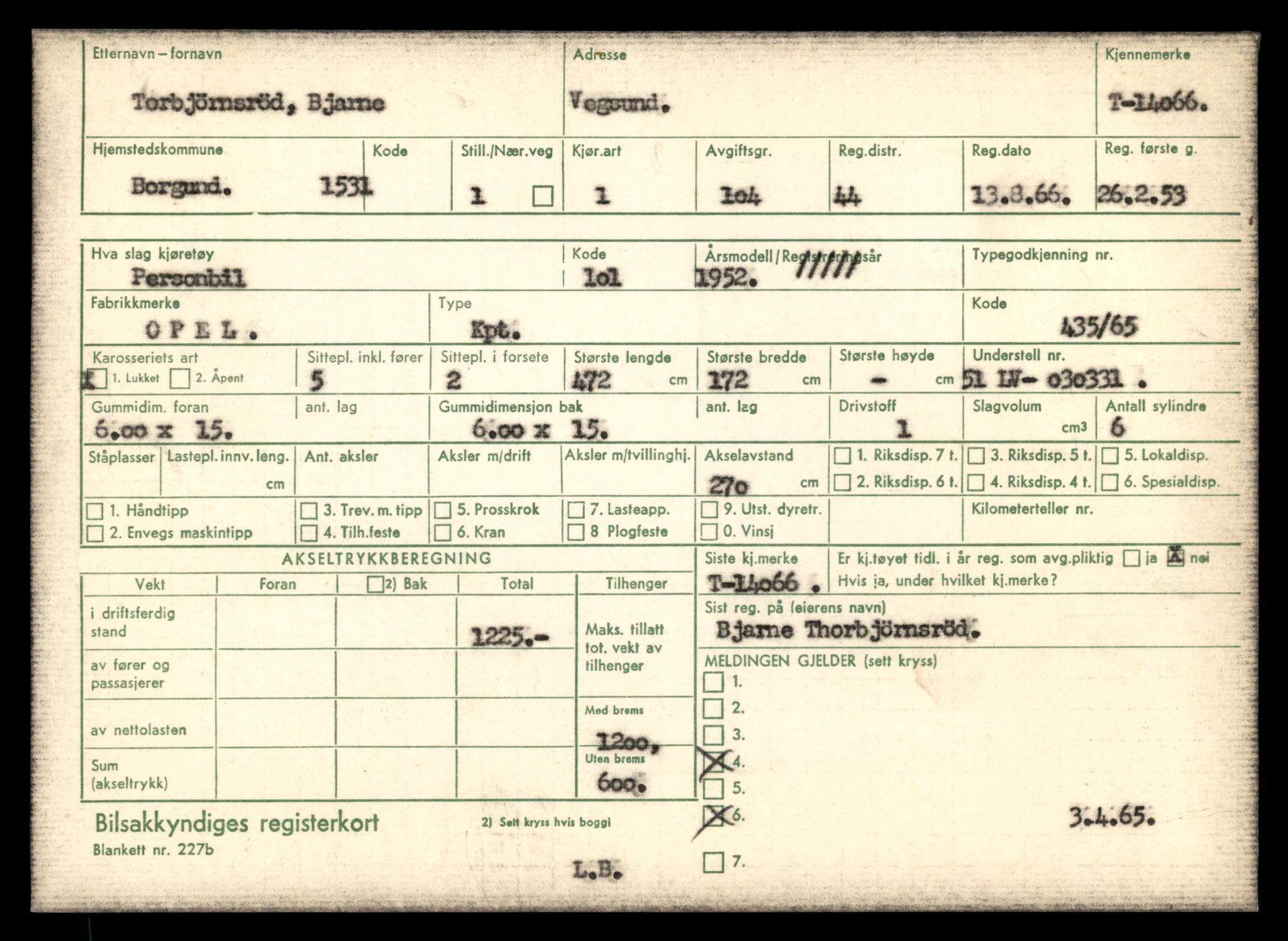 Møre og Romsdal vegkontor - Ålesund trafikkstasjon, AV/SAT-A-4099/F/Fe/L0042: Registreringskort for kjøretøy T 13906 - T 14079, 1927-1998, p. 2858