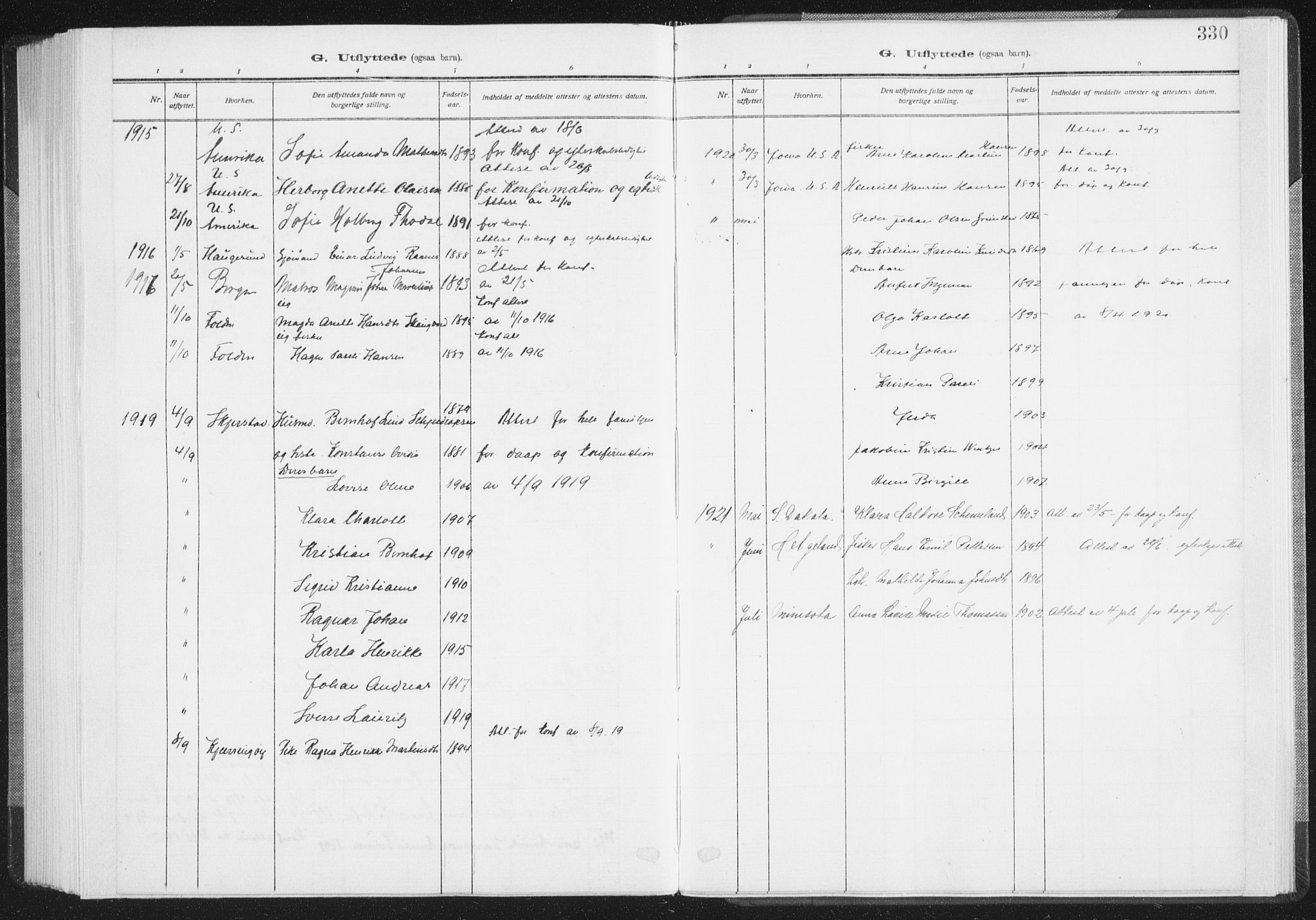 Ministerialprotokoller, klokkerbøker og fødselsregistre - Nordland, SAT/A-1459/805/L0104: Parish register (official) no. 805A09, 1909-1926, p. 330