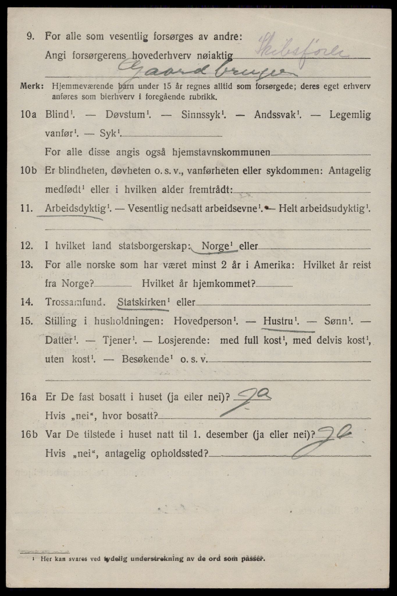 SAST, 1920 census for Skudenes, 1920, p. 2443