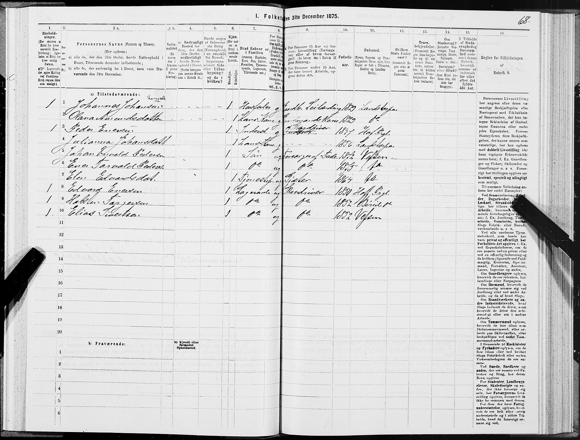 SAT, 1875 census for 1824L Vefsn/Vefsn, 1875, p. 2068