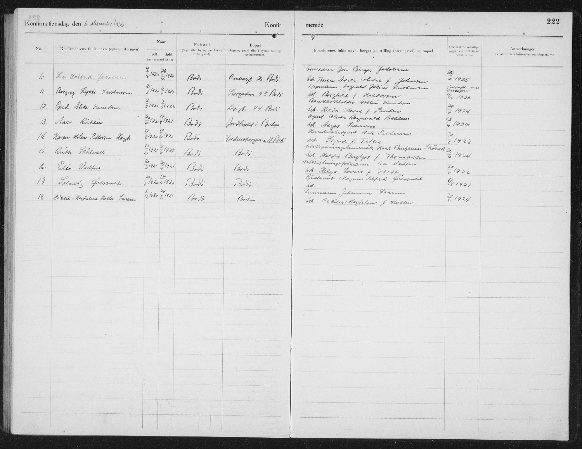 Ministerialprotokoller, klokkerbøker og fødselsregistre - Nordland, AV/SAT-A-1459/801/L0037: Parish register (copy) no. 801C12, 1921-1937, p. 222