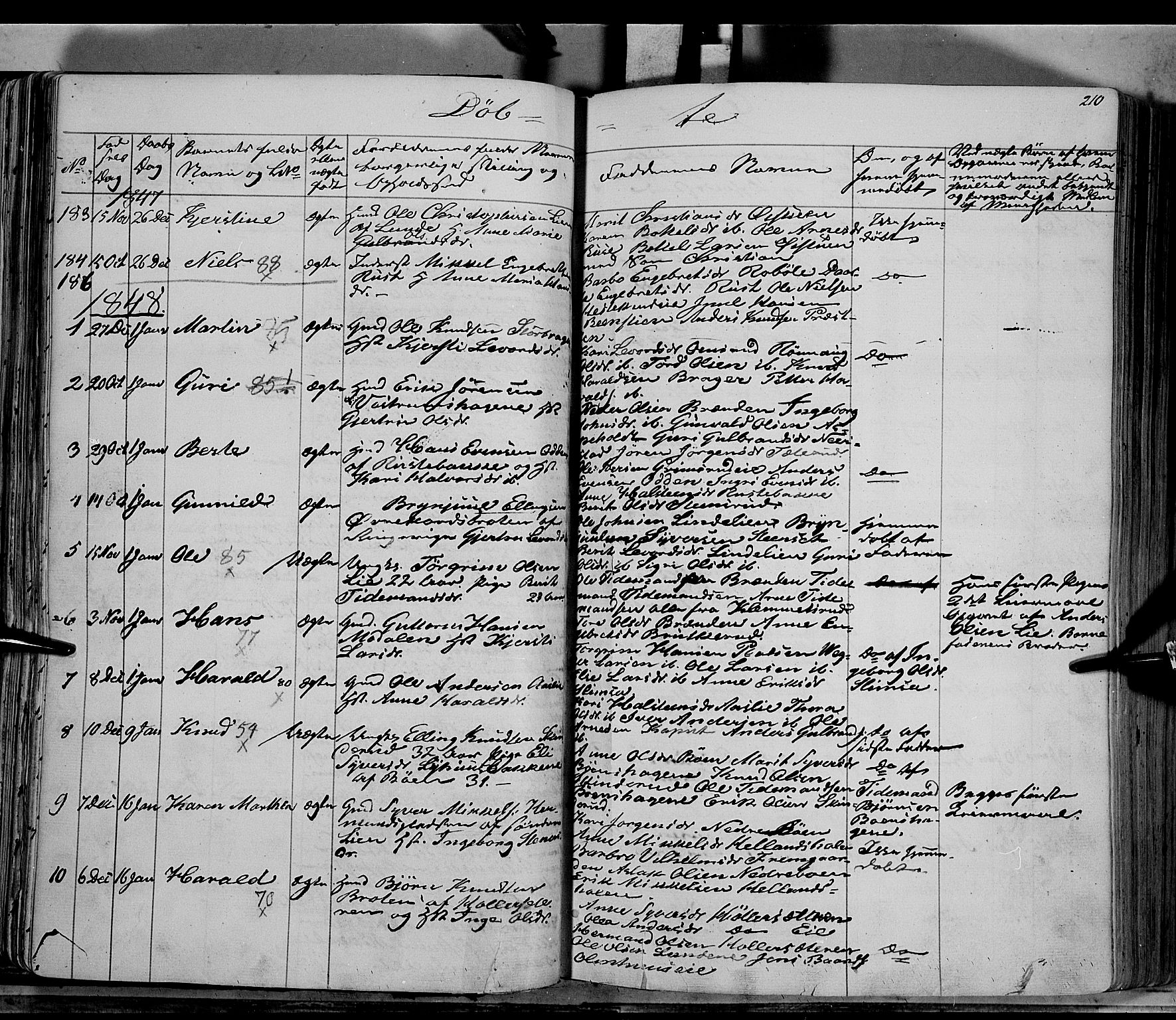 Sør-Aurdal prestekontor, AV/SAH-PREST-128/H/Ha/Haa/L0004: Parish register (official) no. 4, 1841-1849, p. 209-210