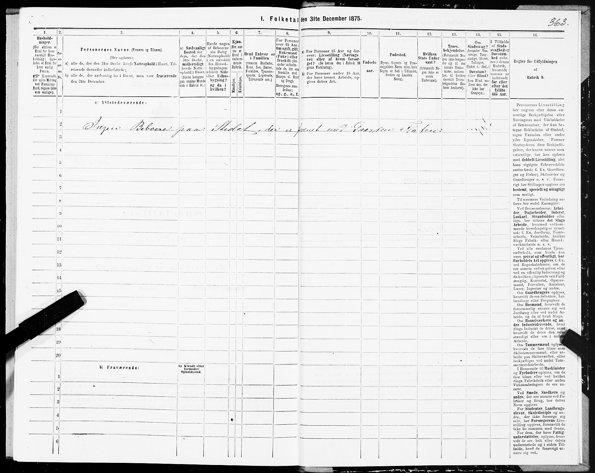 SAT, 1875 census for 1660P Strinda, 1875, p. 2363