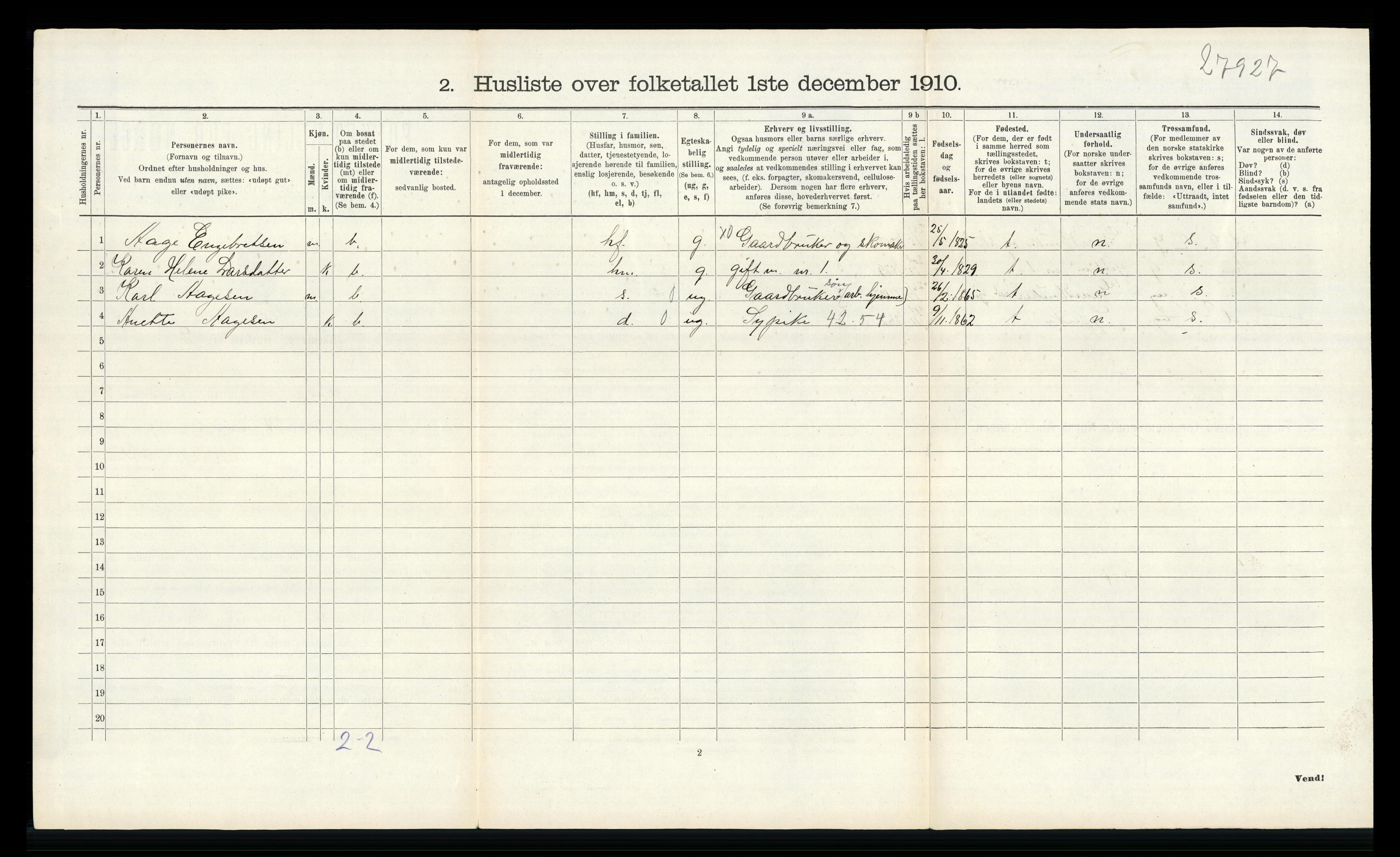 RA, 1910 census for Lier, 1910, p. 1529