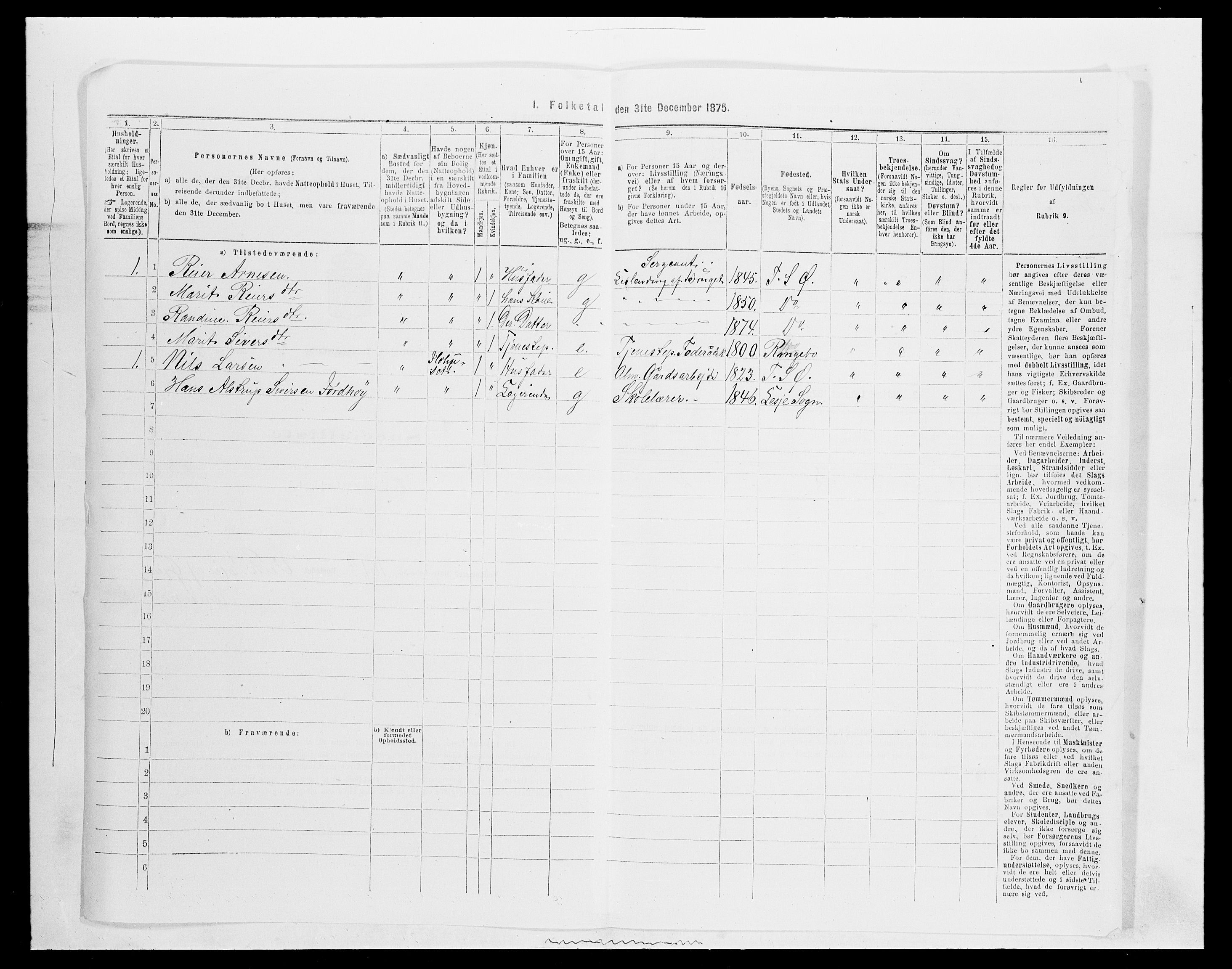 SAH, 1875 census for 0521P Øyer, 1875, p. 1119