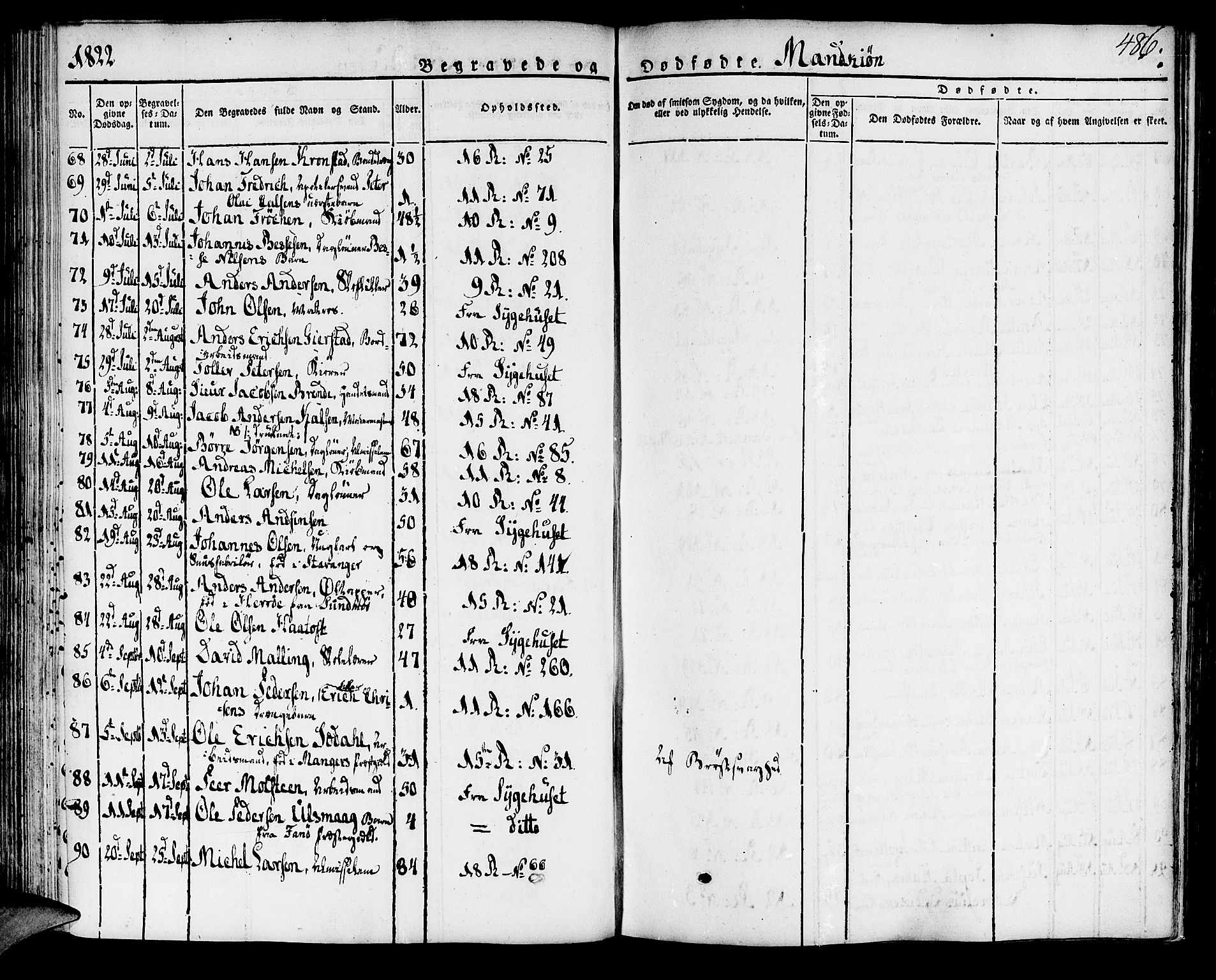 Domkirken sokneprestembete, SAB/A-74801/H/Haa/L0012: Parish register (official) no. A 12, 1821-1840, p. 486