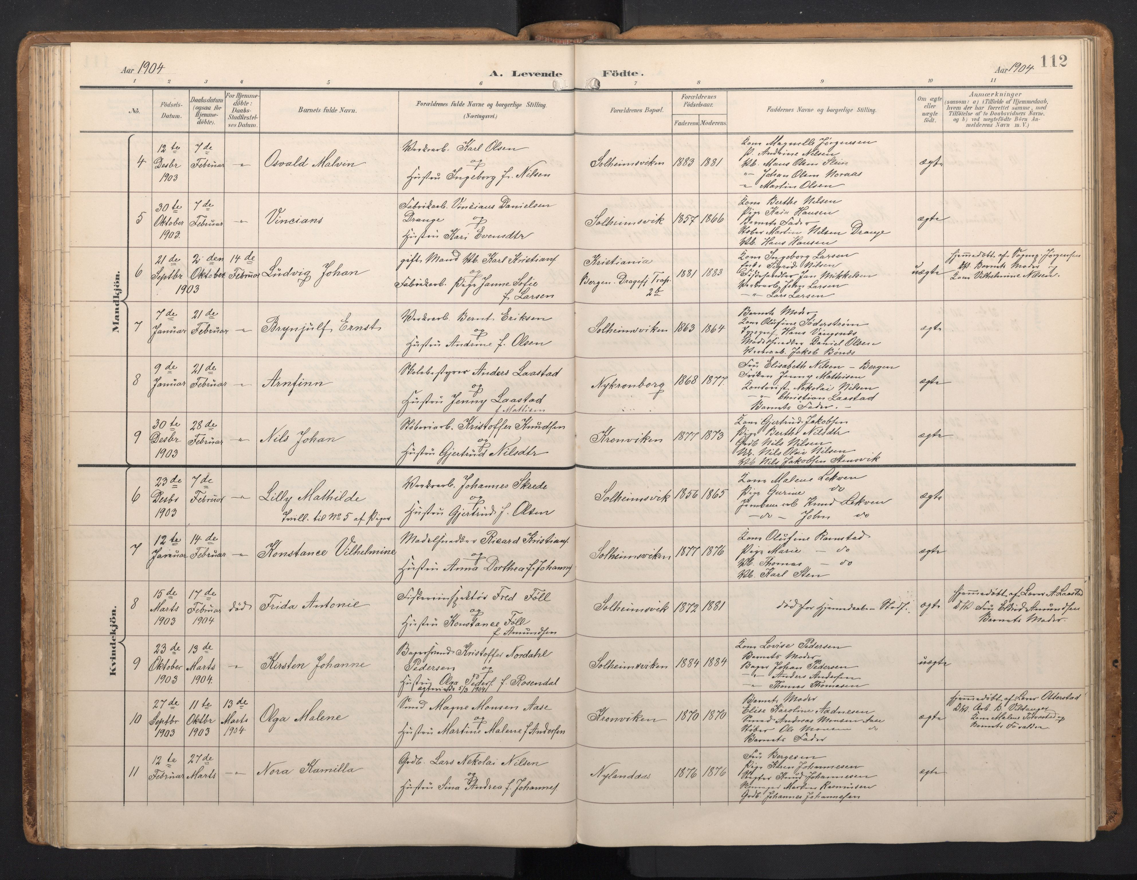 Årstad Sokneprestembete, SAB/A-79301/H/Hab/L0002: Parish register (copy) no. A 2, 1896-1912, p. 111b-112a