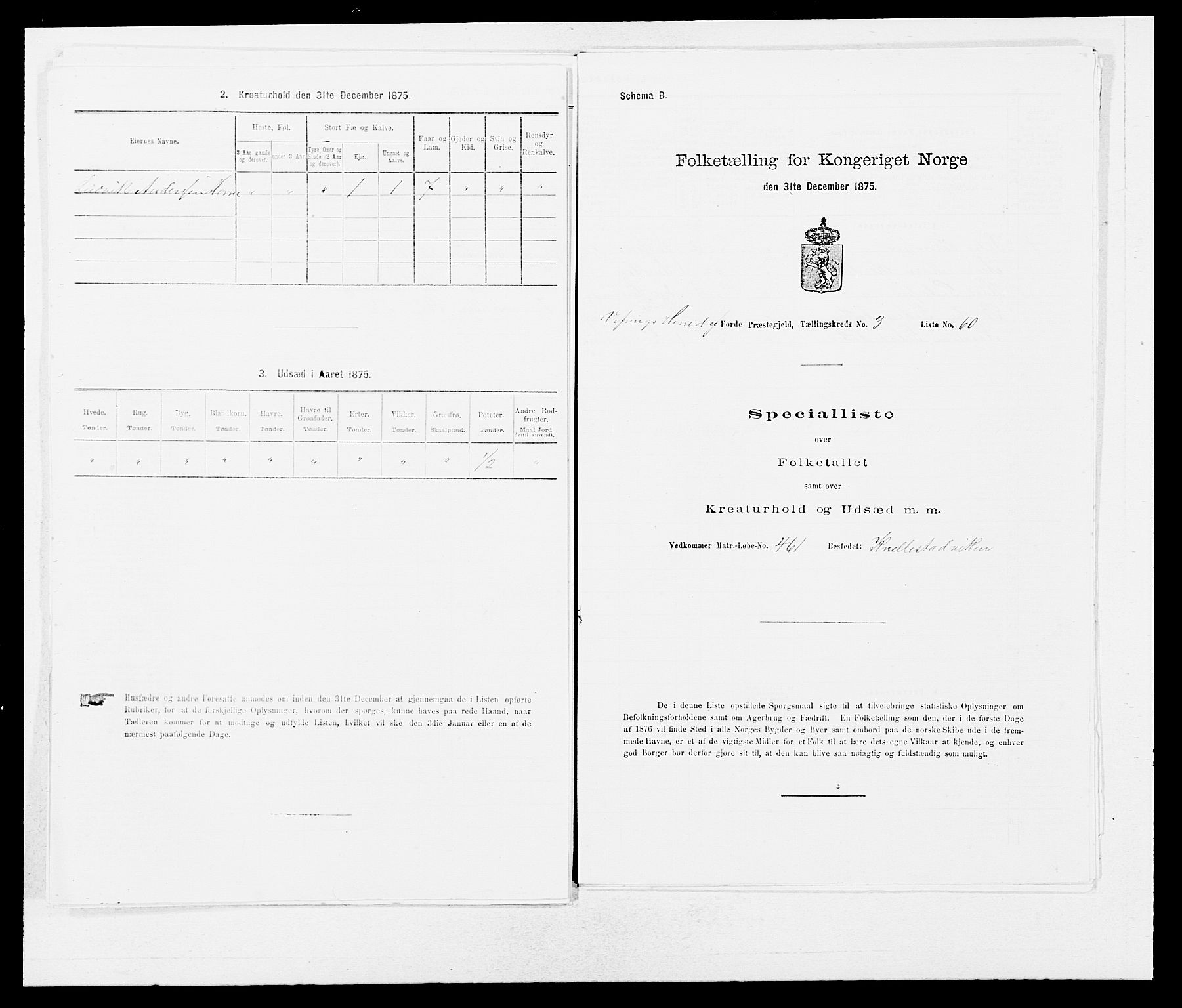 SAB, 1875 census for 1432P Førde, 1875, p. 2019