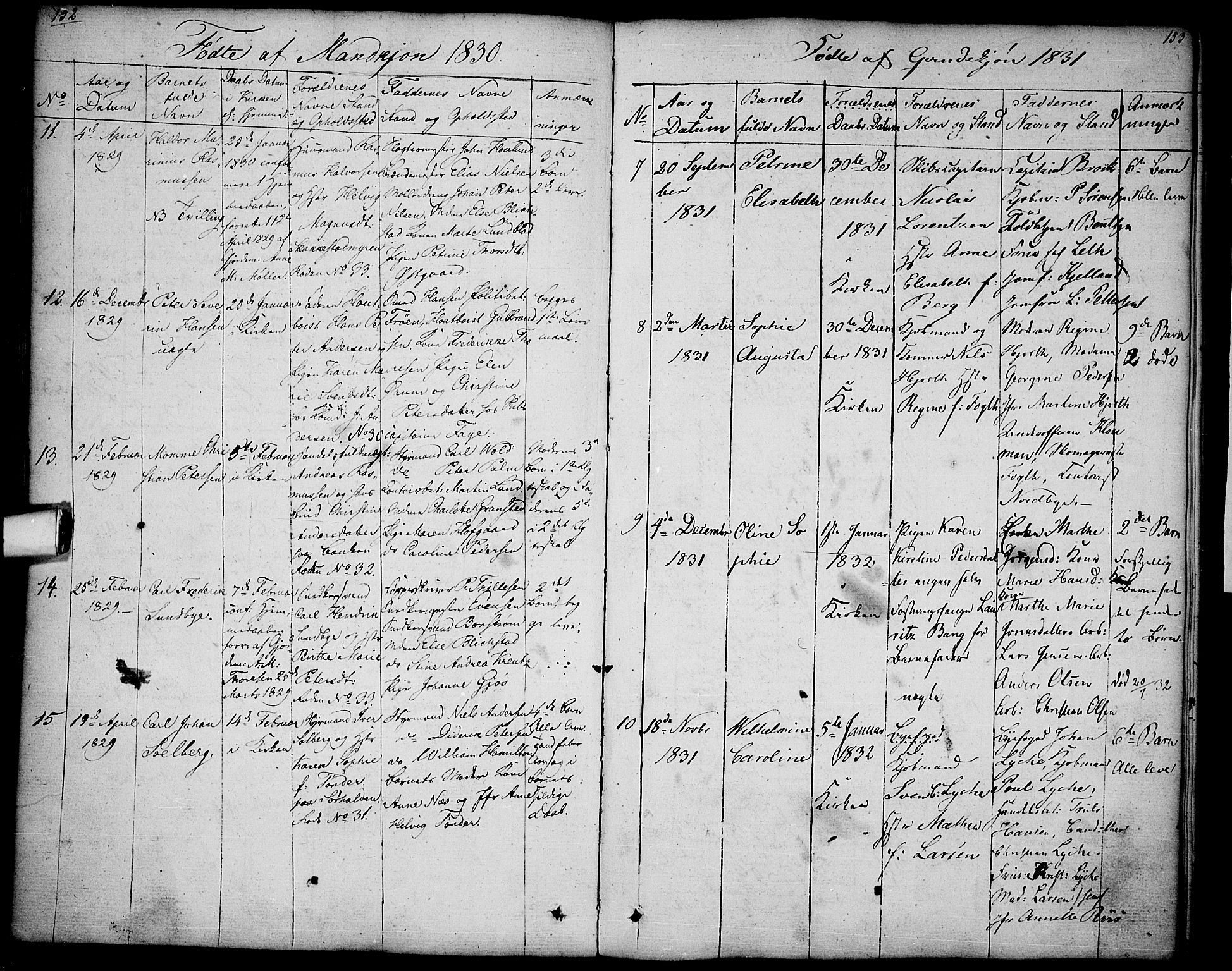 Halden prestekontor Kirkebøker, AV/SAO-A-10909/F/Fa/L0004: Parish register (official) no. I 4, 1823-1834, p. 152-153