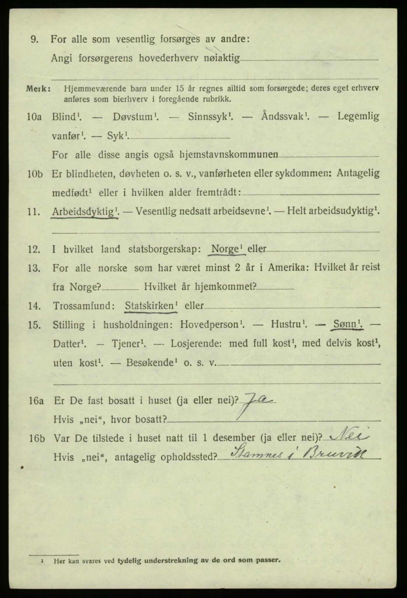 SAB, 1920 census for Bruvik, 1920, p. 7703