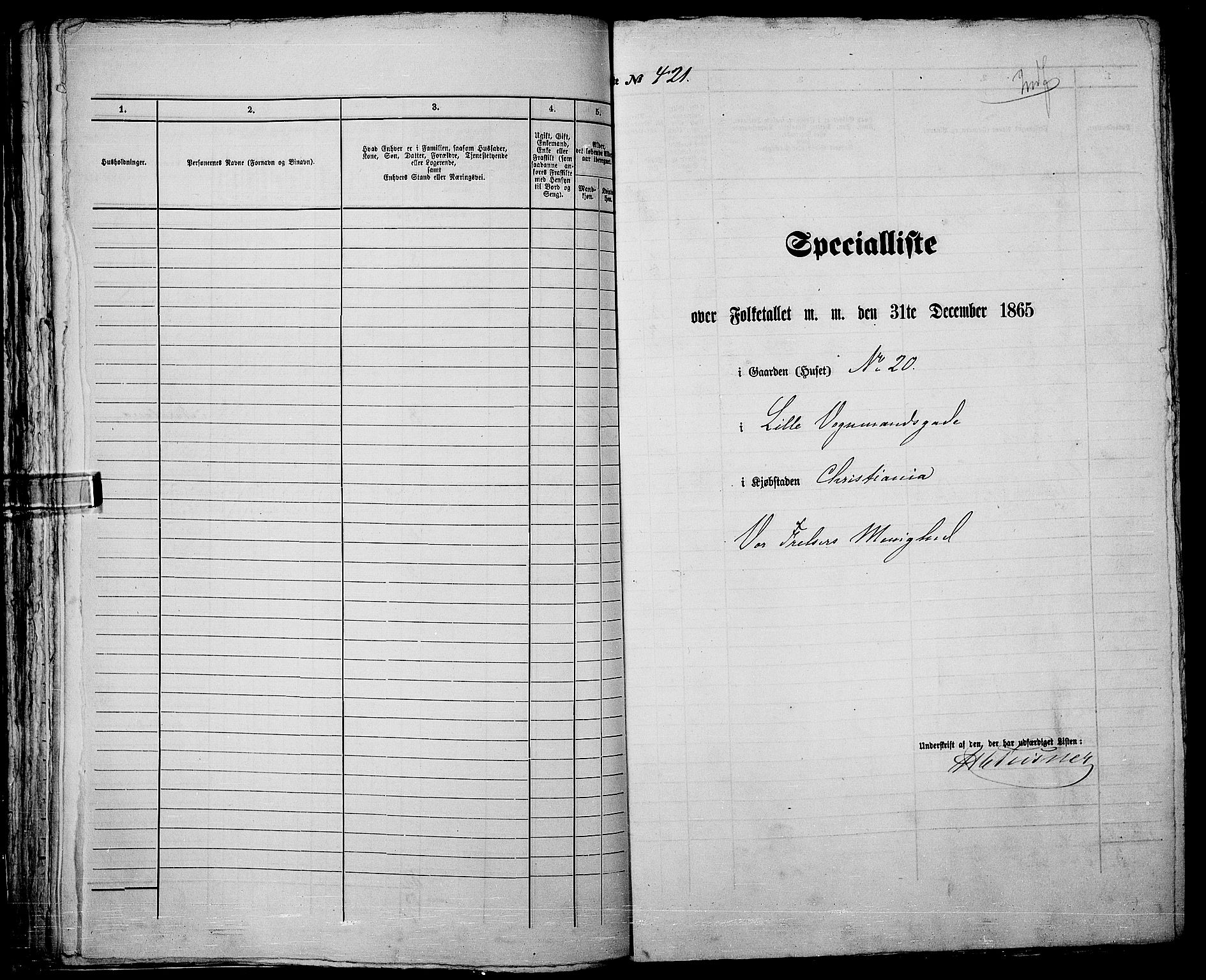 RA, 1865 census for Kristiania, 1865, p. 1169