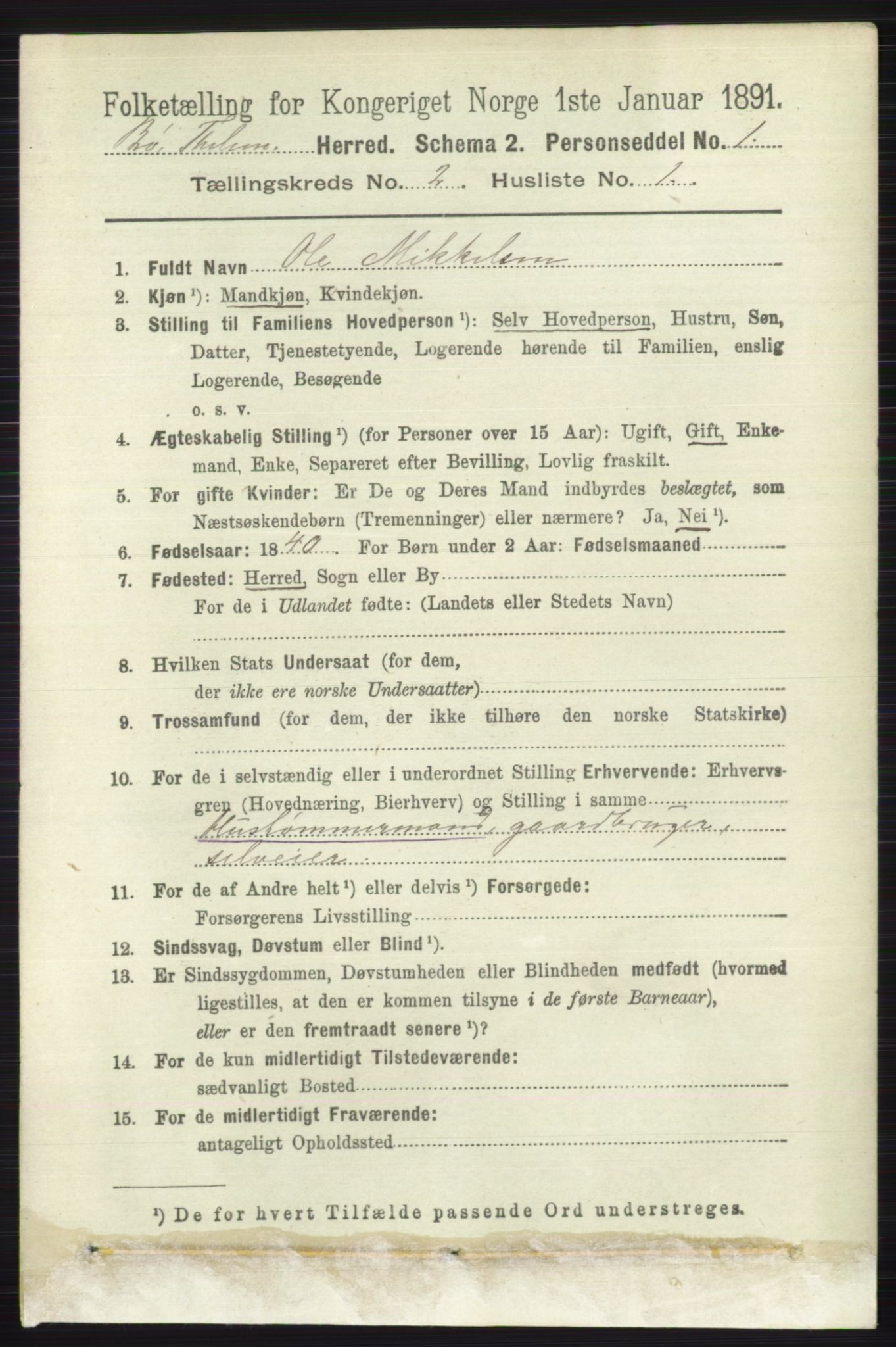 RA, 1891 census for 0821 Bø, 1891, p. 680