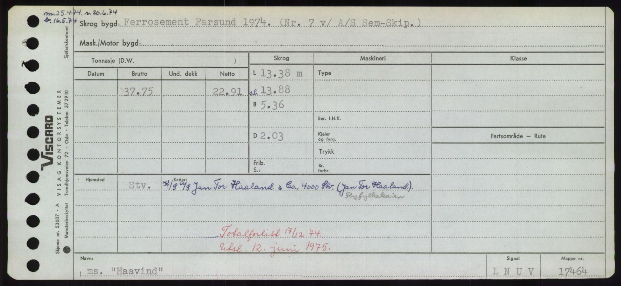 Sjøfartsdirektoratet med forløpere, Skipsmålingen, RA/S-1627/H/Hd/L0017: Fartøy, Holi-Hå, p. 577