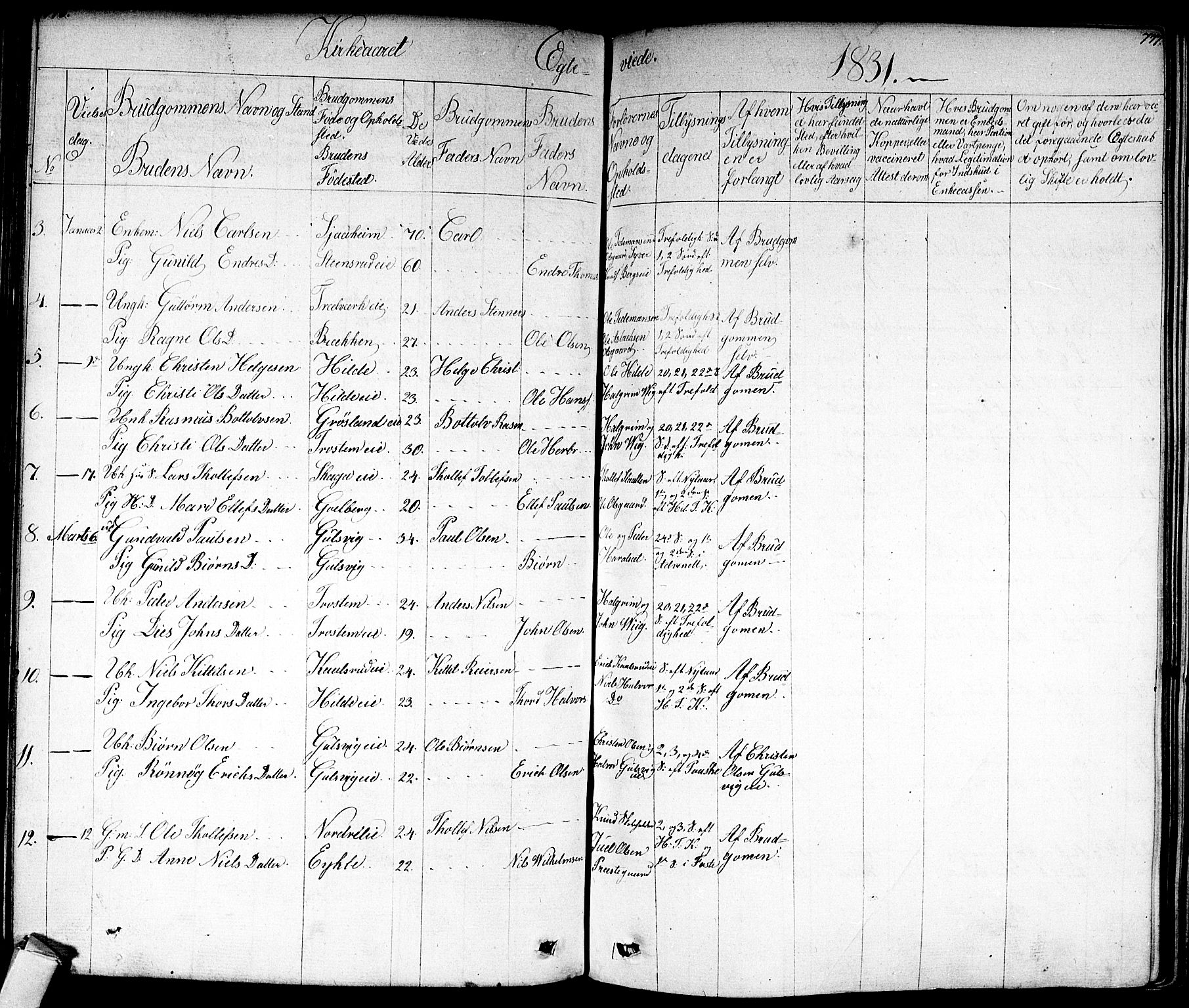 Nes kirkebøker, AV/SAKO-A-236/F/Fa/L0008: Parish register (official) no. 8, 1824-1834, p. 776-777