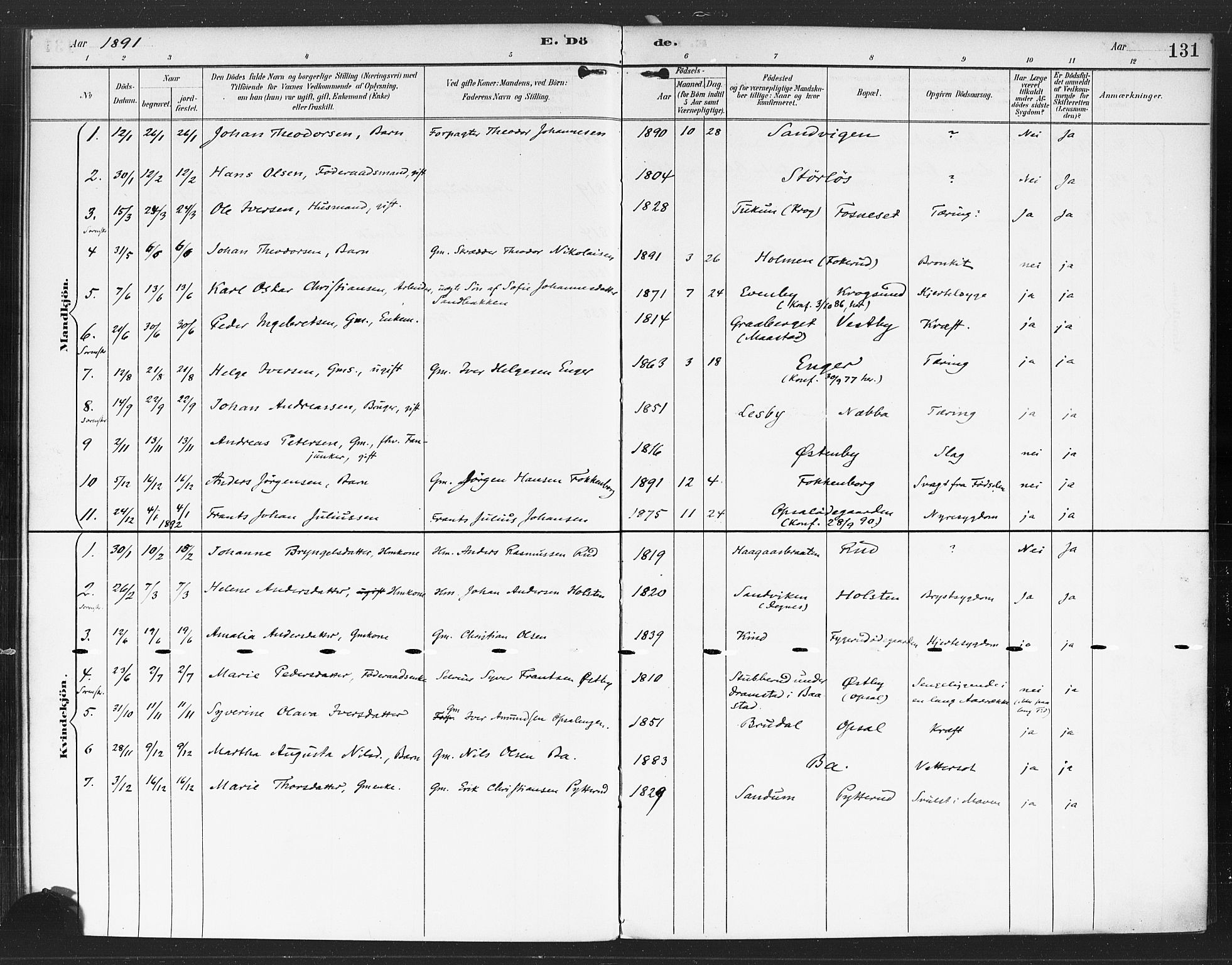 Rødenes prestekontor Kirkebøker, AV/SAO-A-2005/F/Fa/L0010: Parish register (official) no. I 10, 1890-1900, p. 131