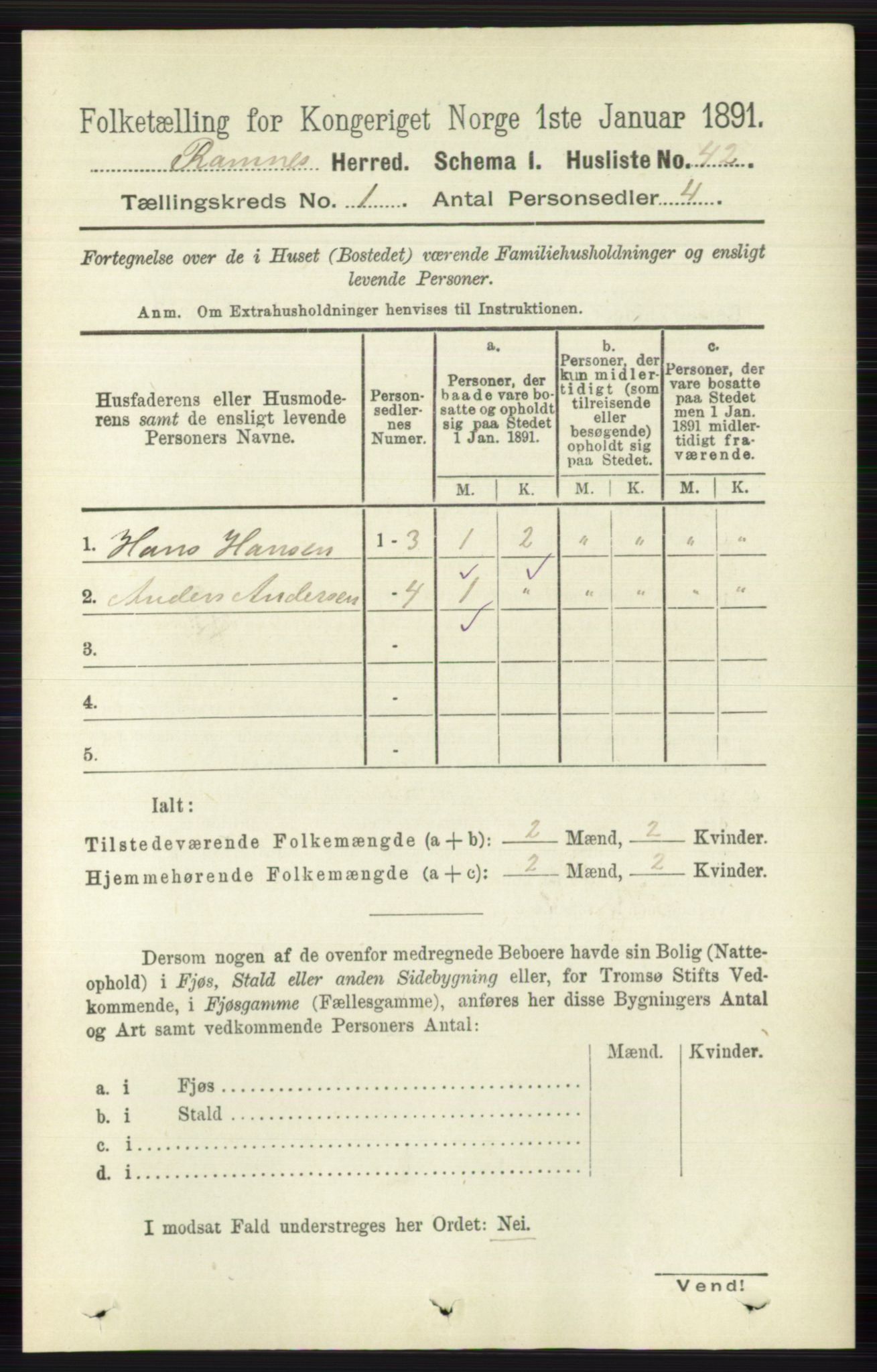 RA, 1891 census for 0718 Ramnes, 1891, p. 69