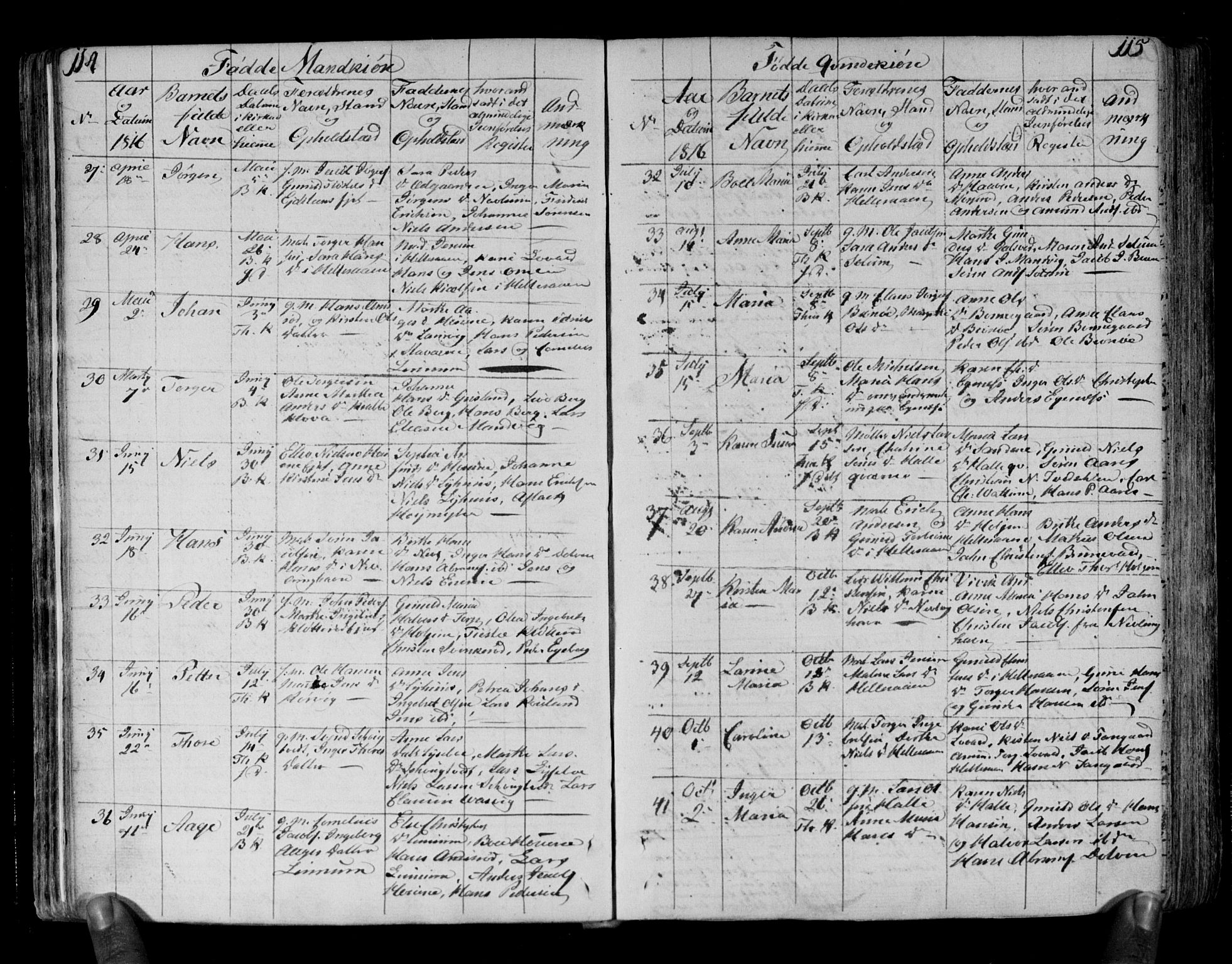 Brunlanes kirkebøker, AV/SAKO-A-342/F/Fa/L0002: Parish register (official) no. I 2, 1802-1834, p. 114-115