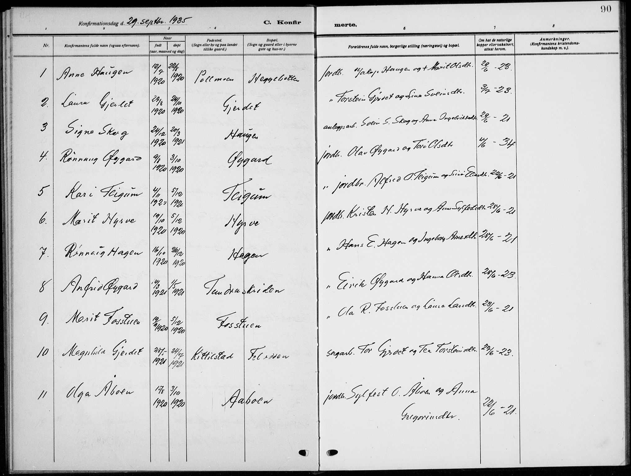 Skjåk prestekontor, SAH/PREST-072/H/Ha/Hab/L0005: Parish register (copy) no. 5, 1922-1936, p. 90