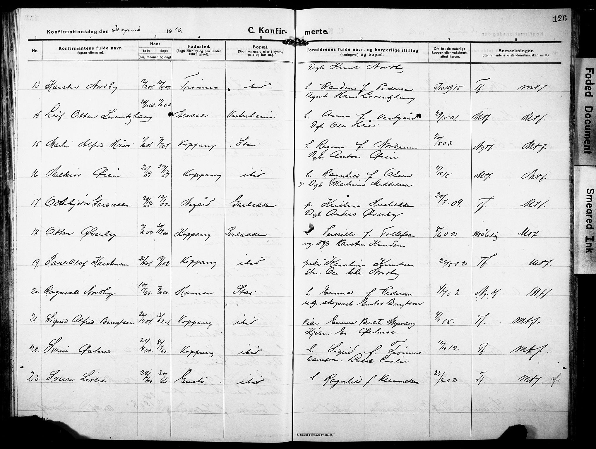 Stor-Elvdal prestekontor, AV/SAH-PREST-052/H/Ha/Hab/L0005: Parish register (copy) no. 5, 1913-1932, p. 126