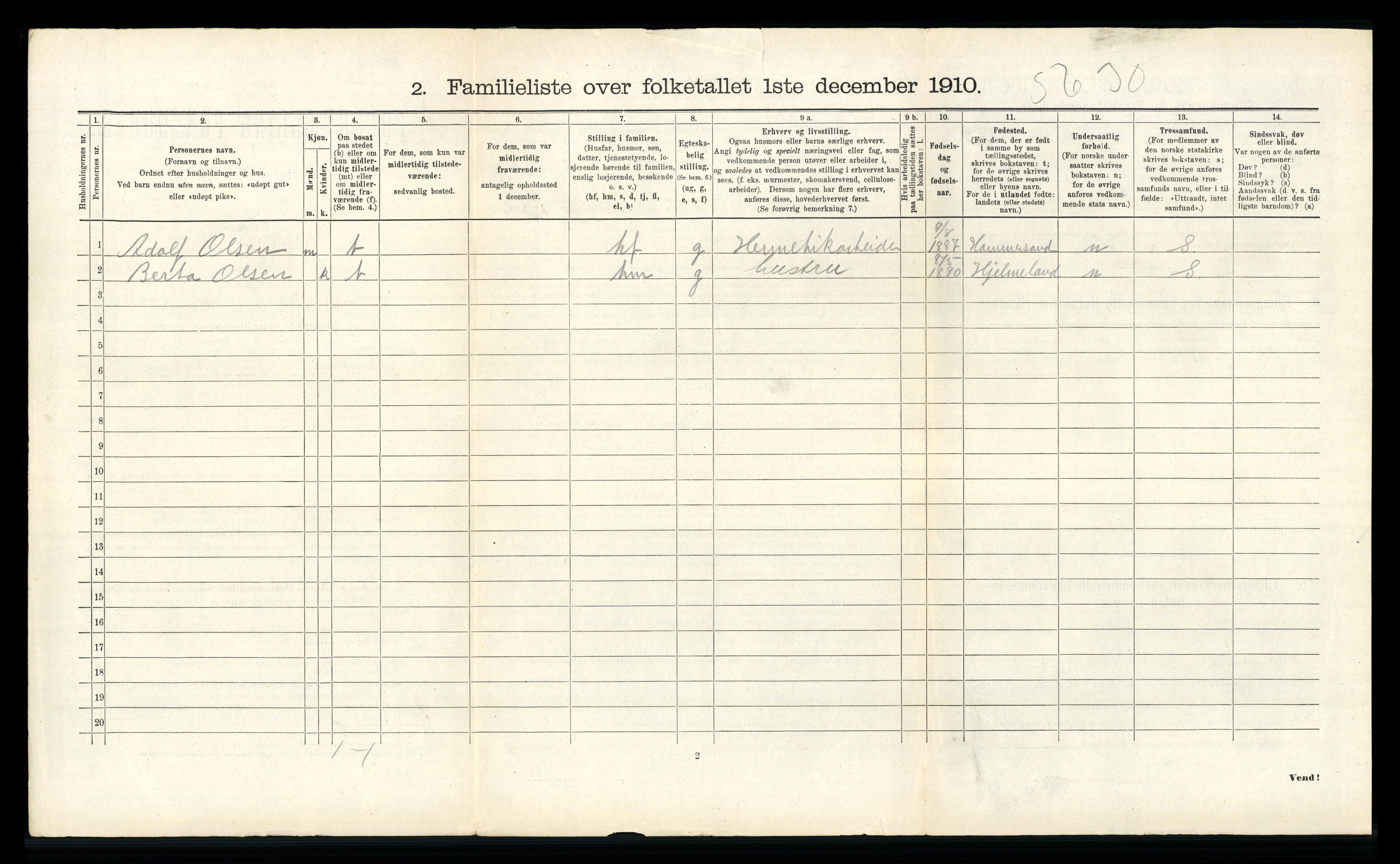 RA, 1910 census for Stavanger, 1910, p. 14777