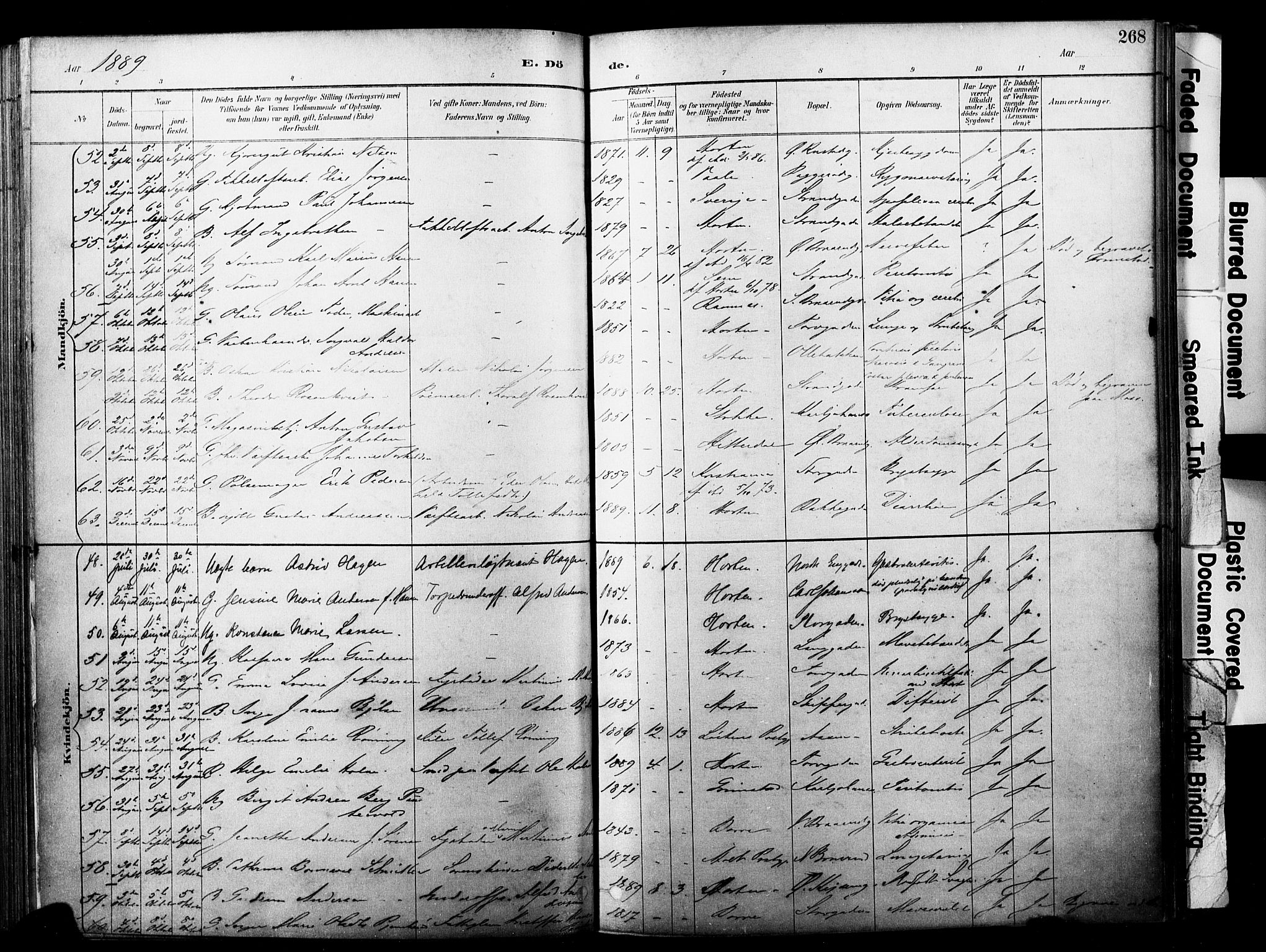 Horten kirkebøker, AV/SAKO-A-348/F/Fa/L0004: Parish register (official) no. 4, 1888-1895, p. 268