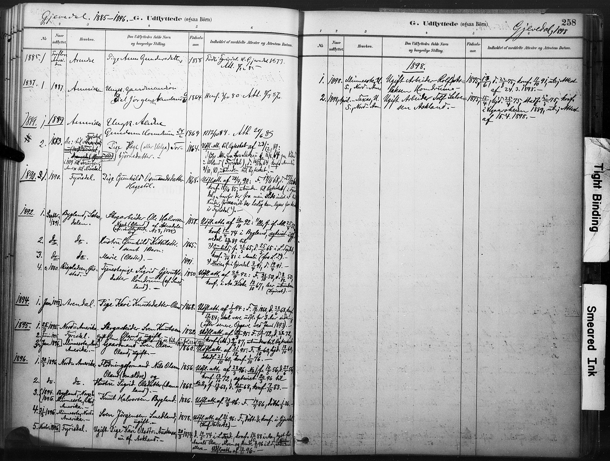 Åmli sokneprestkontor, AV/SAK-1111-0050/F/Fa/Fac/L0010: Parish register (official) no. A 10 /2, 1885-1899, p. 258