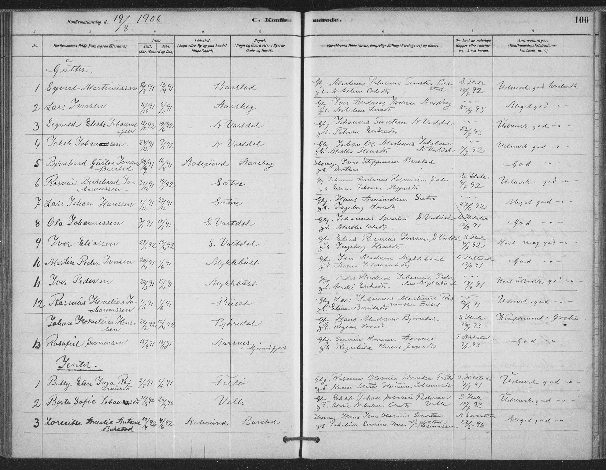 Ministerialprotokoller, klokkerbøker og fødselsregistre - Møre og Romsdal, AV/SAT-A-1454/514/L0199: Parish register (official) no. 514A01, 1878-1912, p. 106