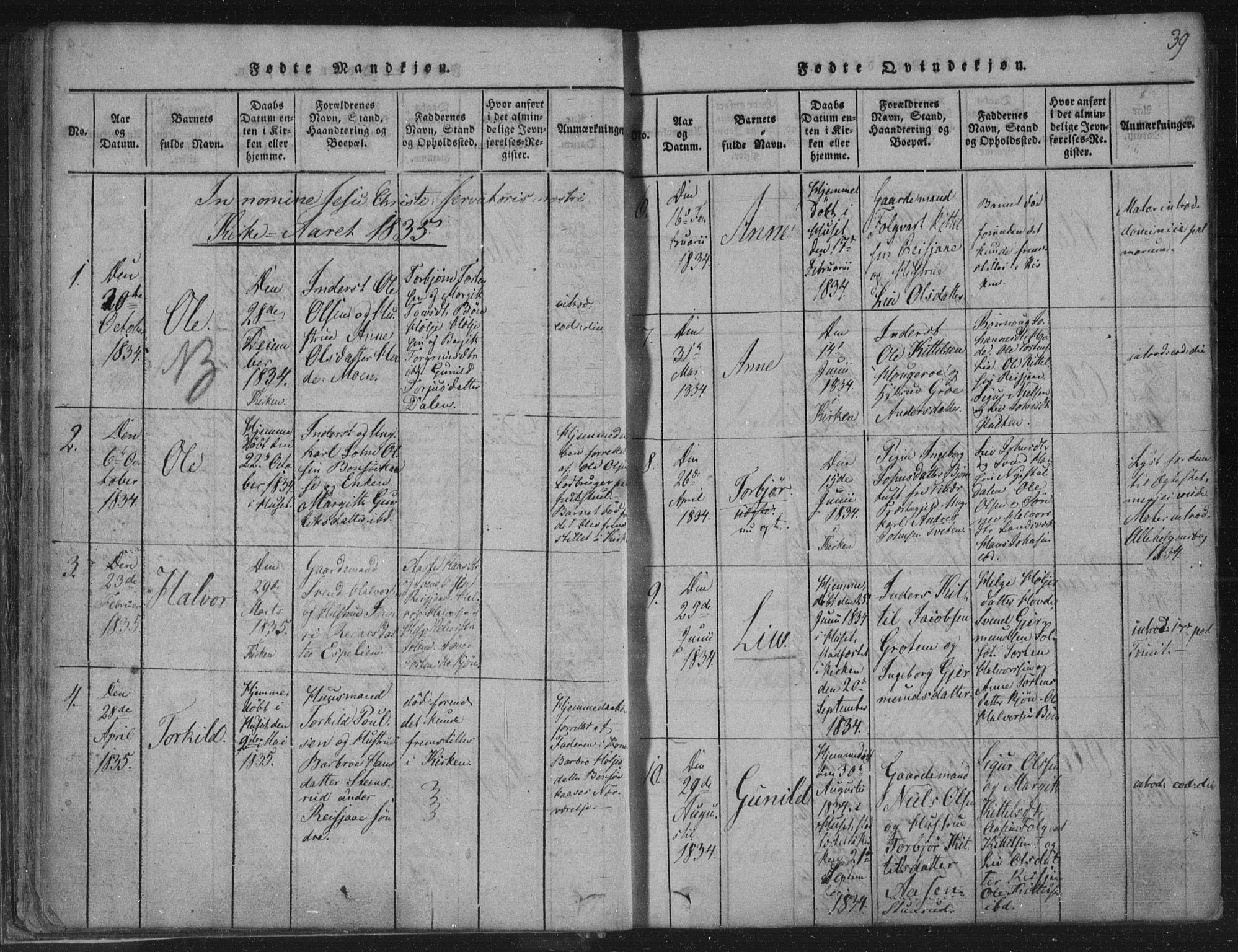 Hjartdal kirkebøker, SAKO/A-270/F/Fc/L0001: Parish register (official) no. III 1, 1815-1843, p. 39