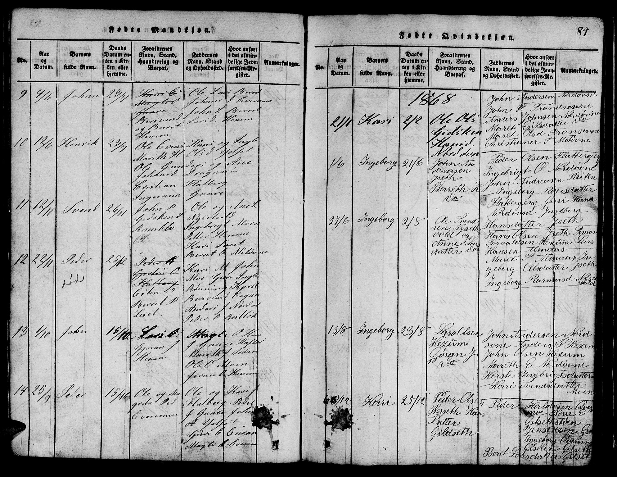 Ministerialprotokoller, klokkerbøker og fødselsregistre - Sør-Trøndelag, SAT/A-1456/685/L0976: Parish register (copy) no. 685C01, 1817-1878, p. 84
