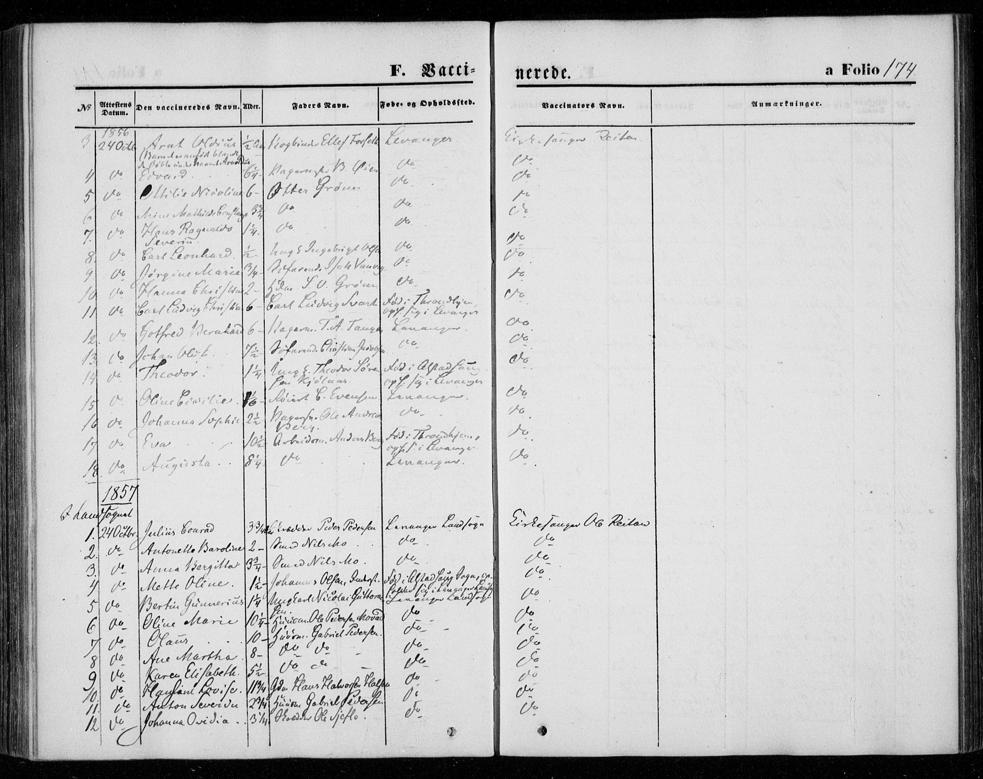 Ministerialprotokoller, klokkerbøker og fødselsregistre - Nord-Trøndelag, AV/SAT-A-1458/720/L0184: Parish register (official) no. 720A02 /1, 1855-1863, p. 174