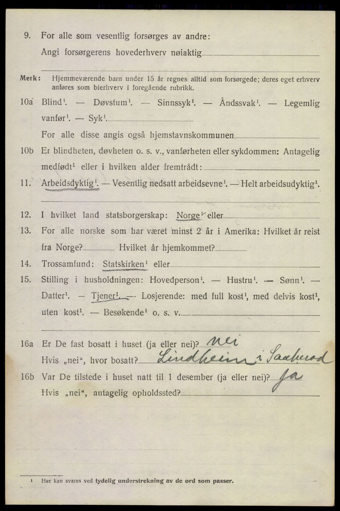 SAKO, 1920 census for Sauherad, 1920, p. 7126