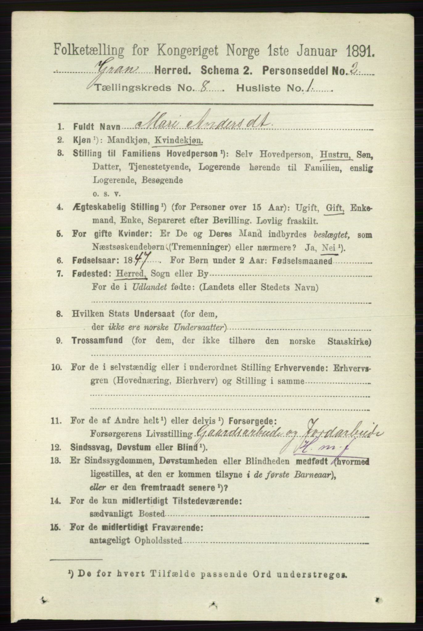 RA, 1891 census for 0534 Gran, 1891, p. 3348