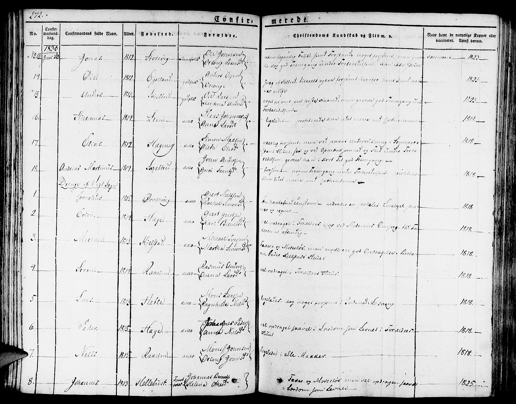 Gaular sokneprestembete, AV/SAB-A-80001/H/Haa: Parish register (official) no. A 3, 1821-1840, p. 272