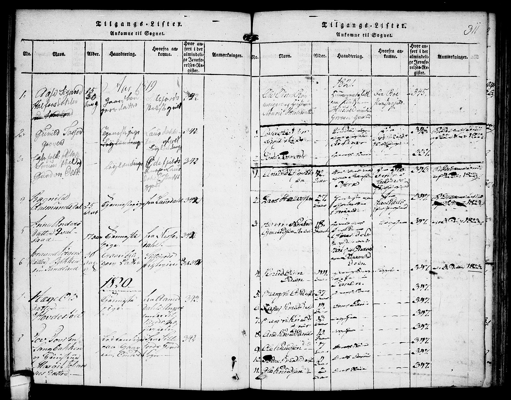 Kviteseid kirkebøker, SAKO/A-276/F/Fb/L0001: Parish register (official) no. II 1, 1815-1836, p. 311