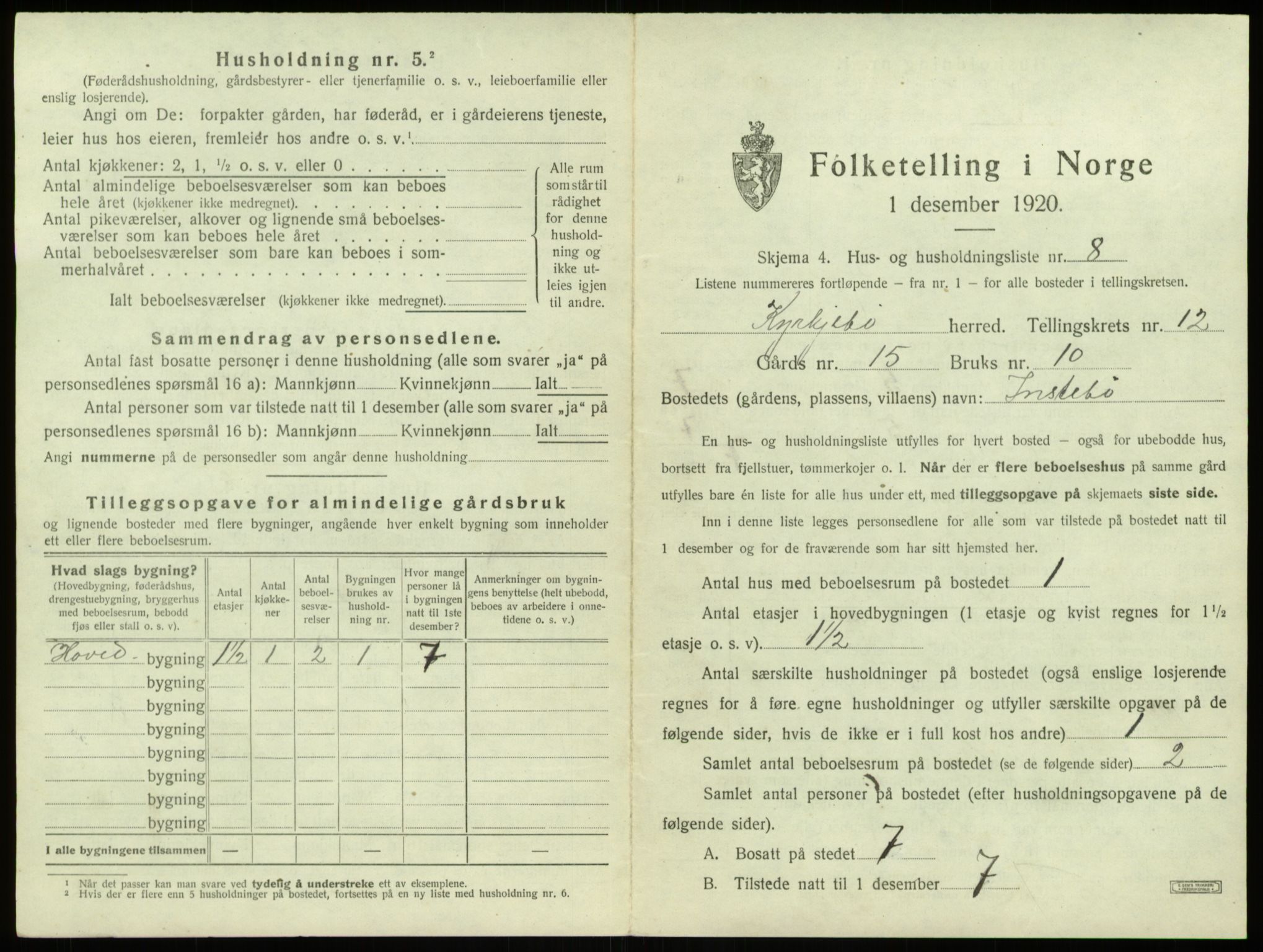 SAB, 1920 census for Kyrkjebø, 1920, p. 129