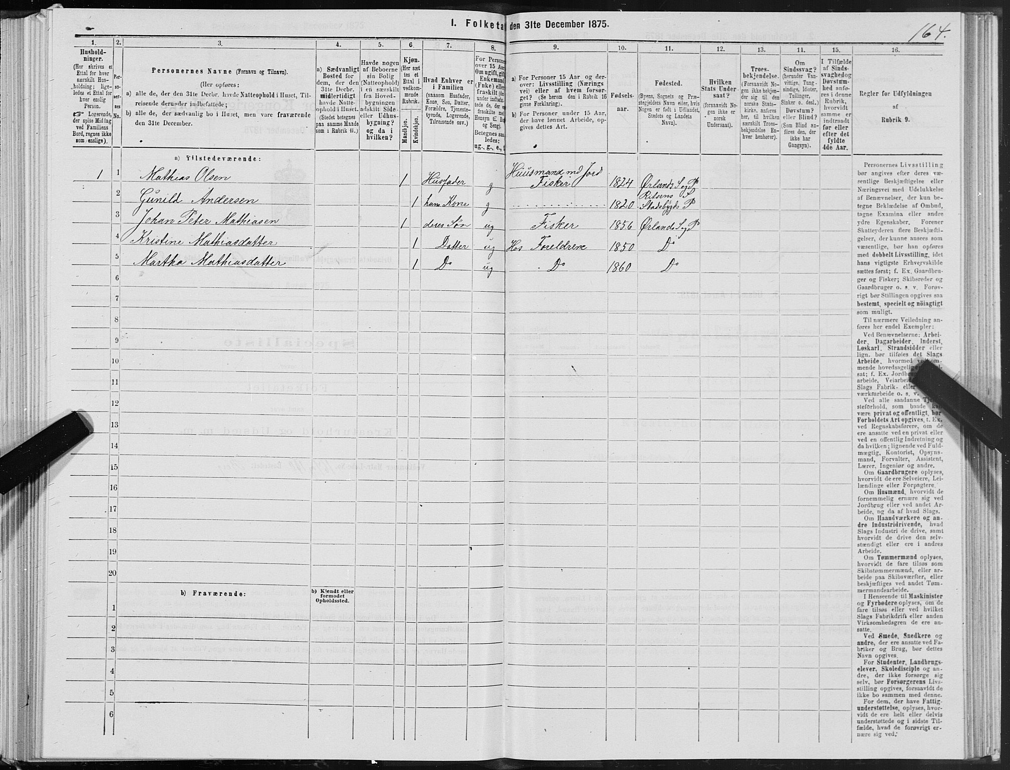 SAT, 1875 census for 1621P Ørland, 1875, p. 6164