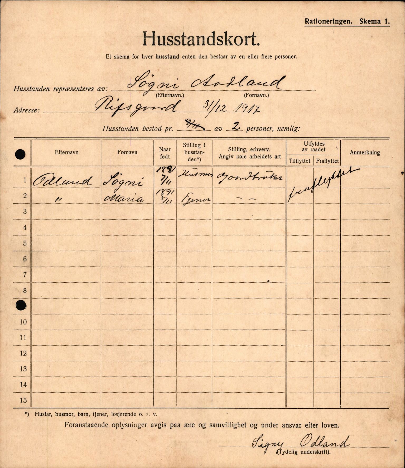 IKAH, Meland kommune, Provianteringsrådet, Husstander per 01.11.1917, 1917-1918, p. 262