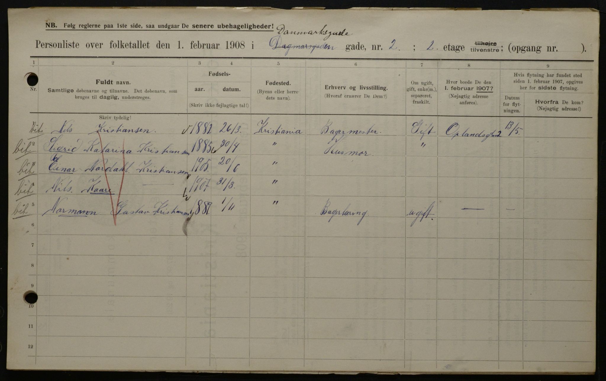 OBA, Municipal Census 1908 for Kristiania, 1908, p. 13628