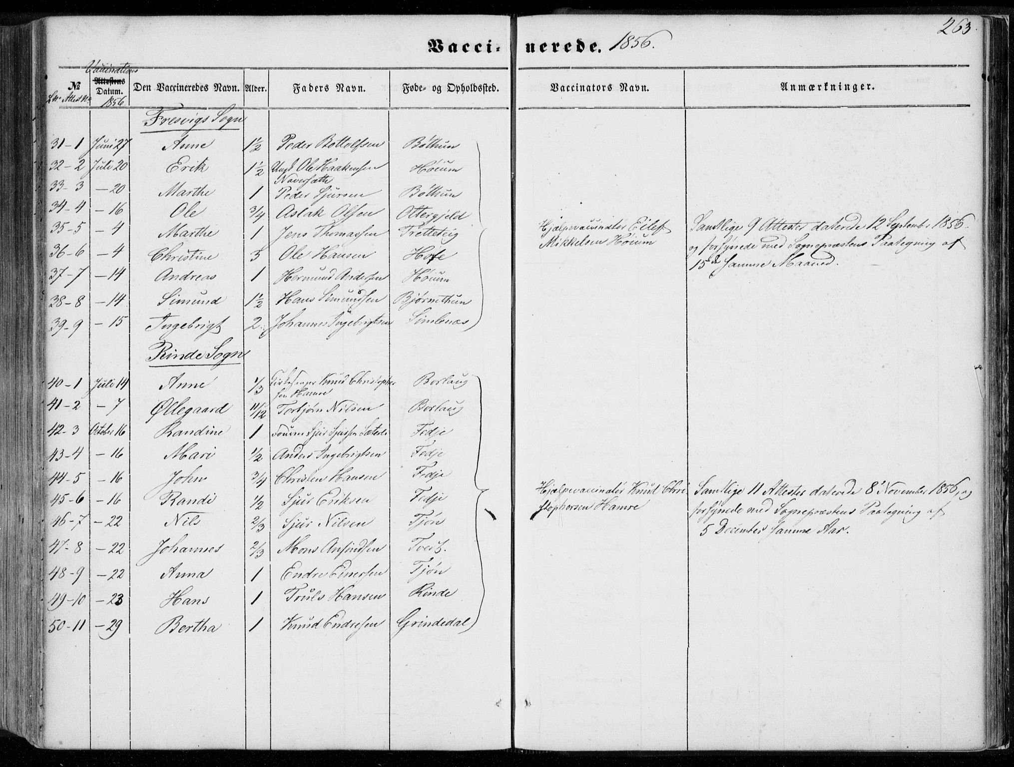 Leikanger sokneprestembete, SAB/A-81001: Parish register (official) no. A 8, 1852-1868, p. 263