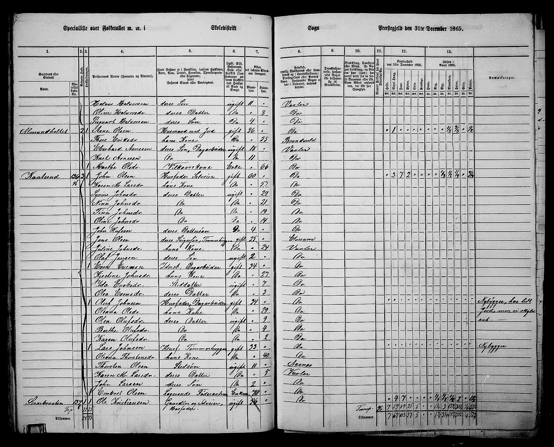 RA, 1865 census for Våler, 1865, p. 83