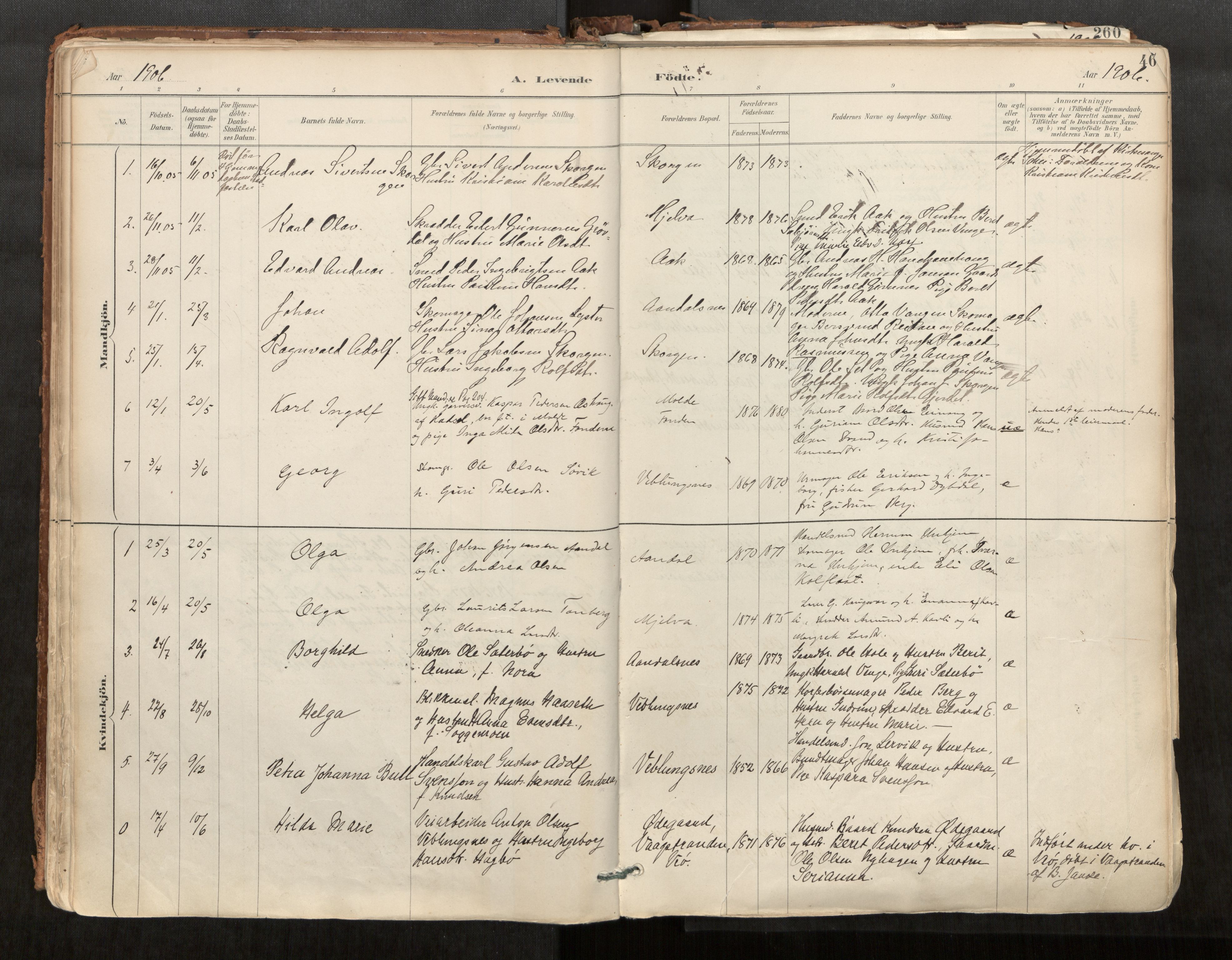 Ministerialprotokoller, klokkerbøker og fødselsregistre - Møre og Romsdal, AV/SAT-A-1454/544/L0585: Parish register (official) no. 544A06, 1887-1924, p. 46