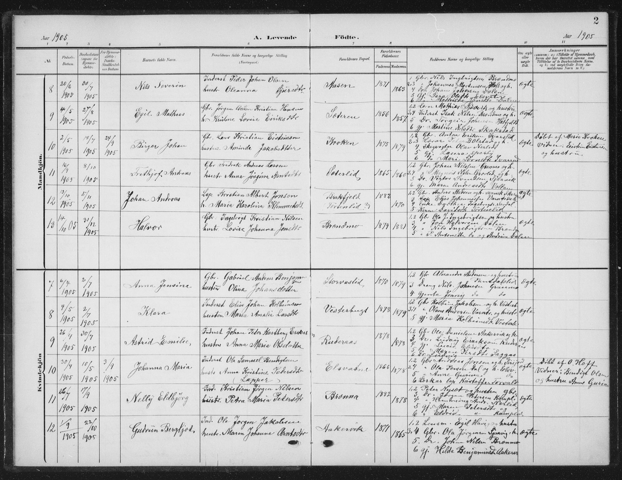 Ministerialprotokoller, klokkerbøker og fødselsregistre - Nordland, AV/SAT-A-1459/823/L0331: Parish register (copy) no. 823C03, 1905-1934, p. 2